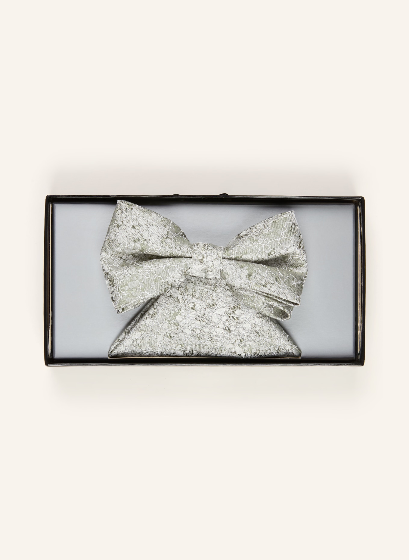 WILVORST Set: Bow tie and pocket square: SILVER / MINT