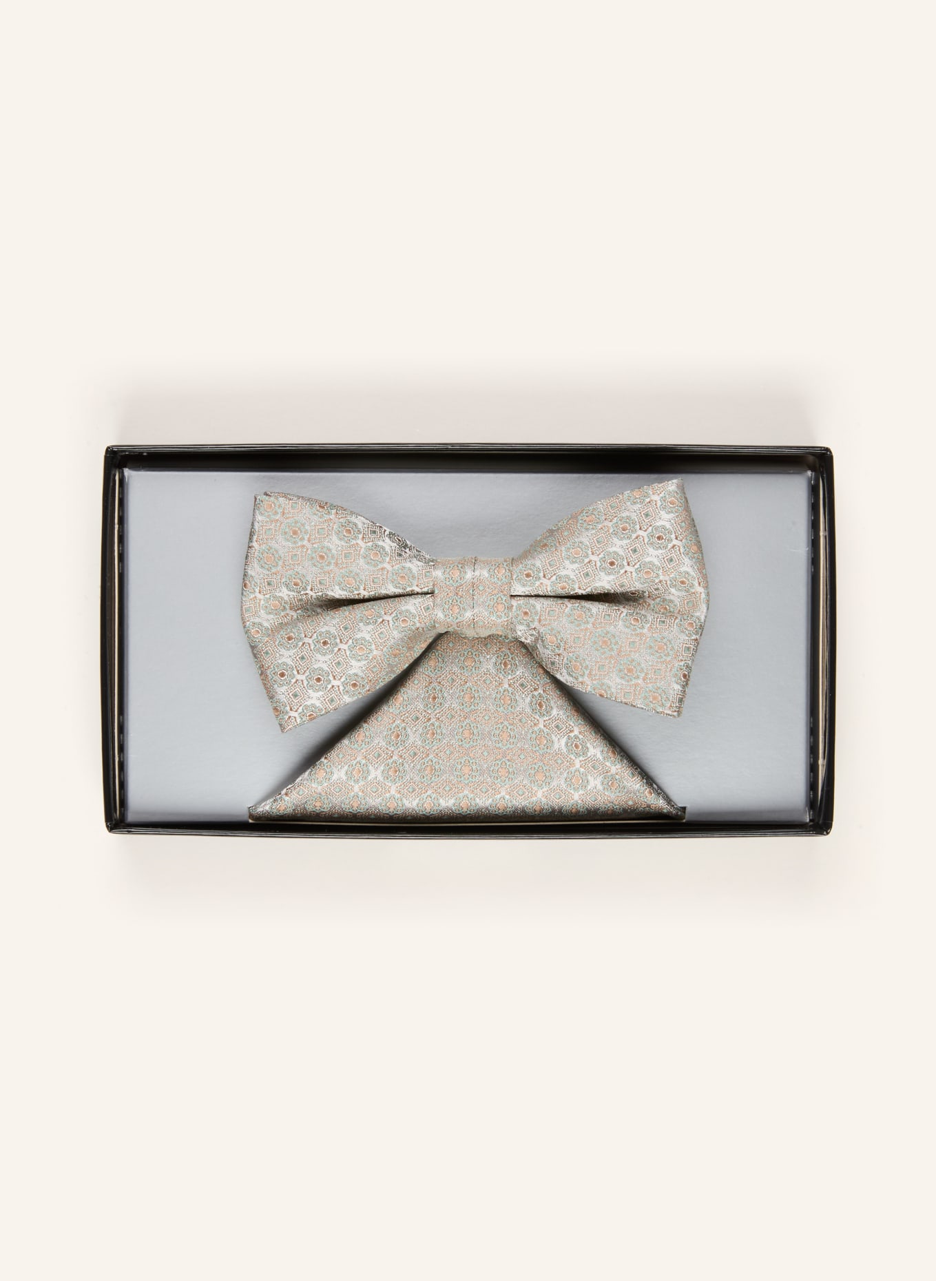 WILVORST Sada: motýlek a kapesník: BÉŽOVÁ / KRÉMOVÁ / MÁTOVÁ