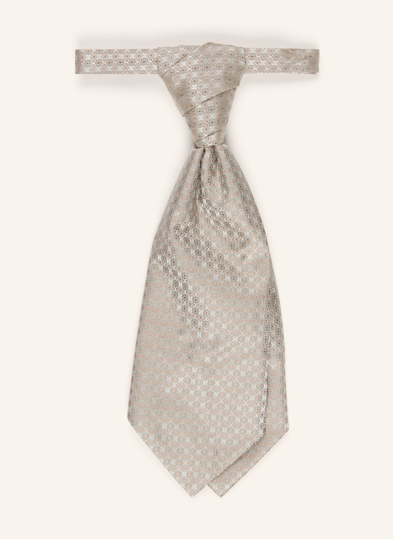 WILVORST Set: Krawatte und Einstecktuch: BEIGE / MINT