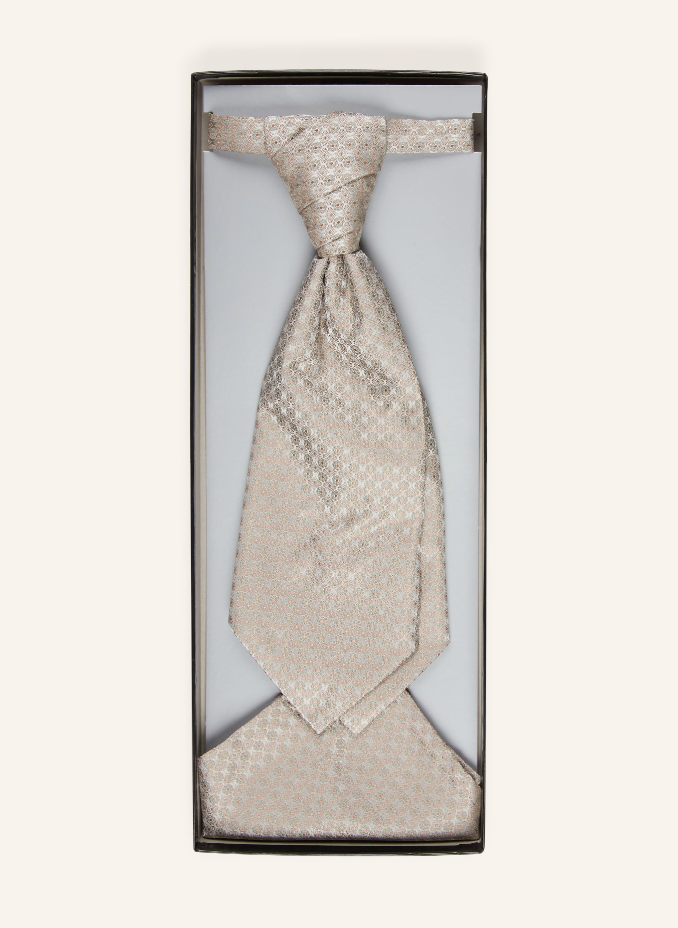 WILVORST Set: Krawatte und Einstecktuch: BEIGE / MINT