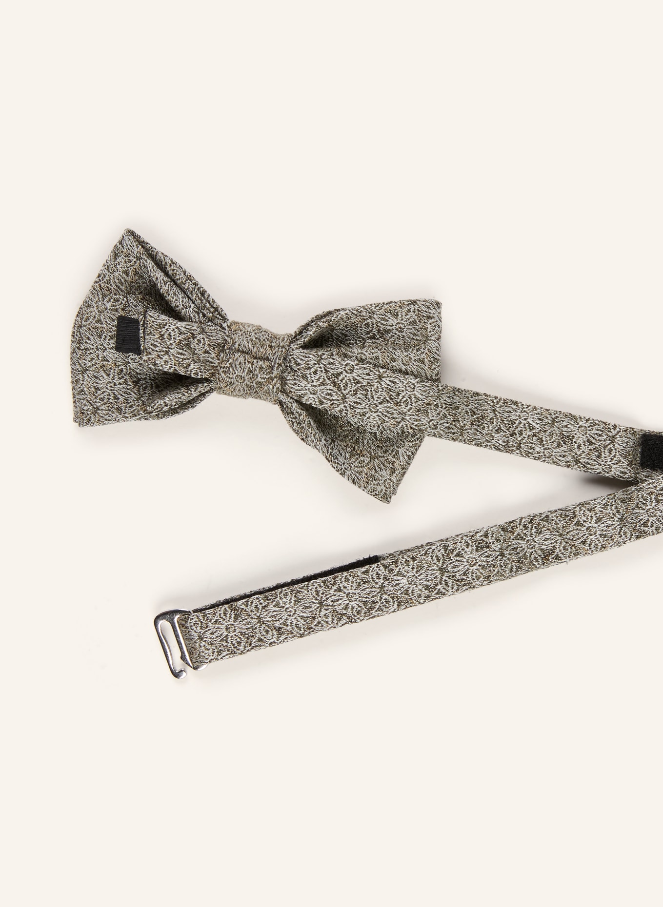 WILVORST Set: Bow tie and pocket square: KHAKI / WHITE