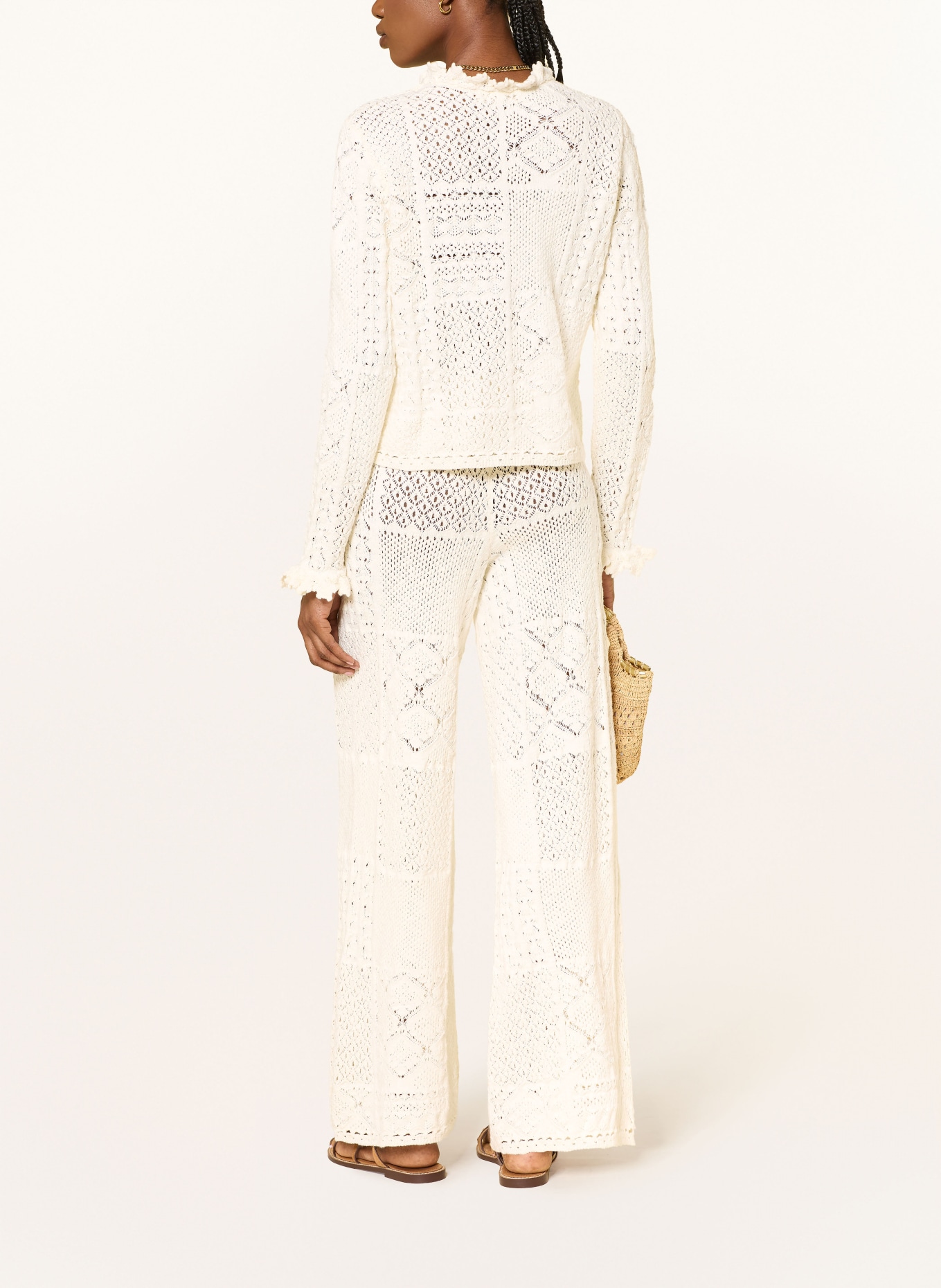 ba&sh Strickjacke SORIA mit Rüschen: CREME