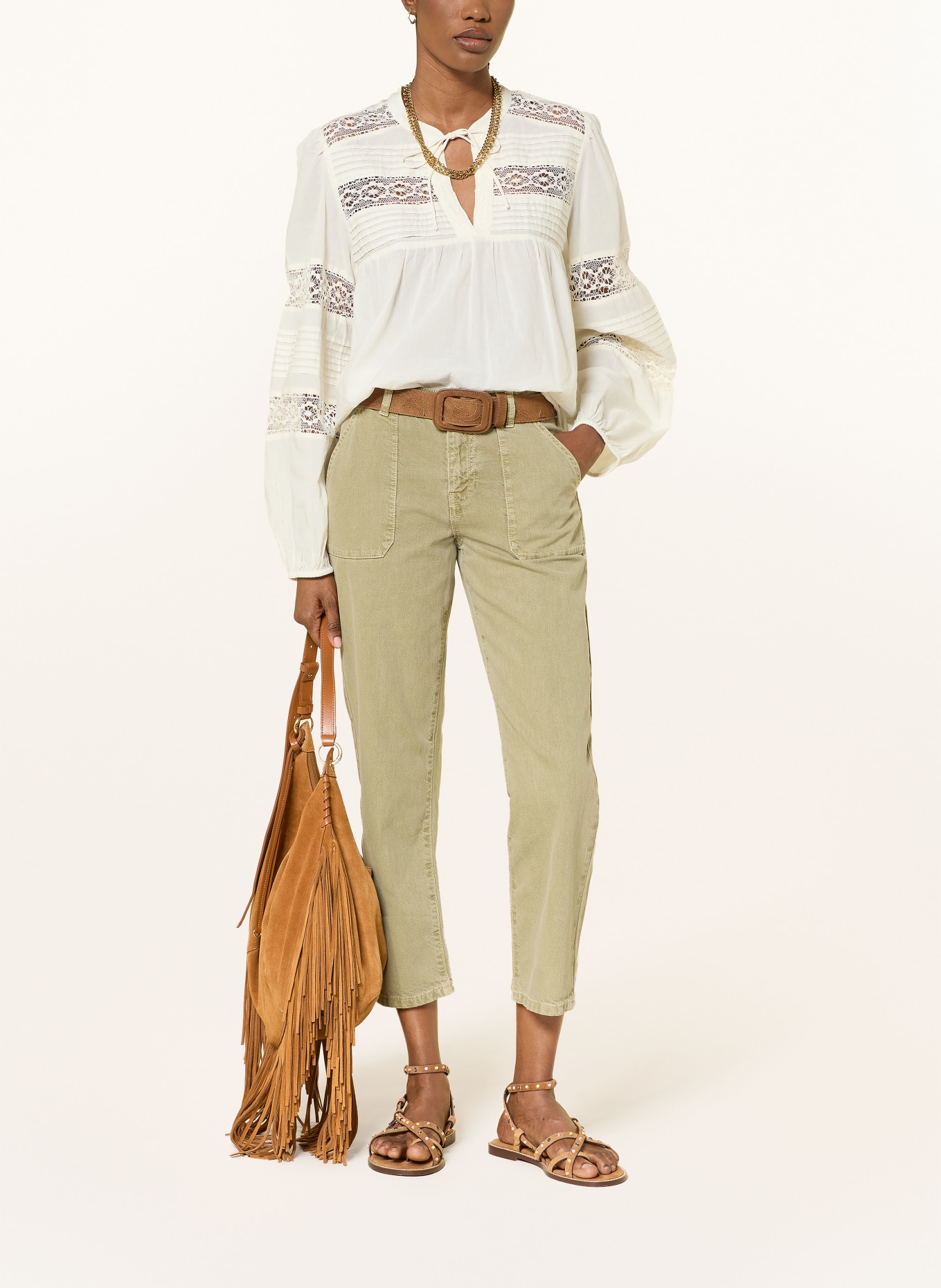 ba&sh Cropped Jeans FALLY: green khaki