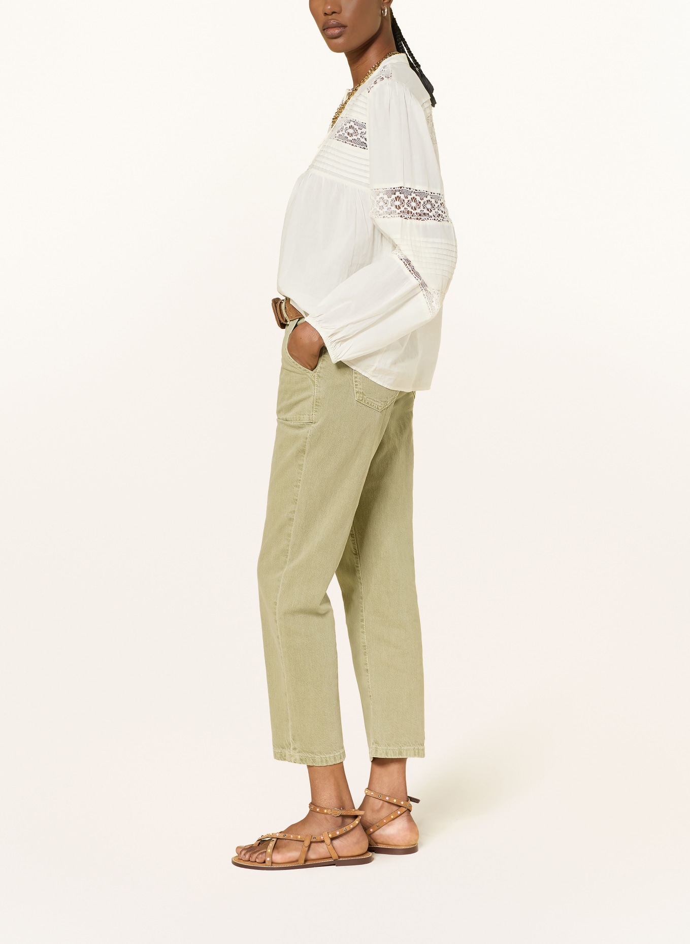 ba&sh Cropped Jeans FALLY: green khaki