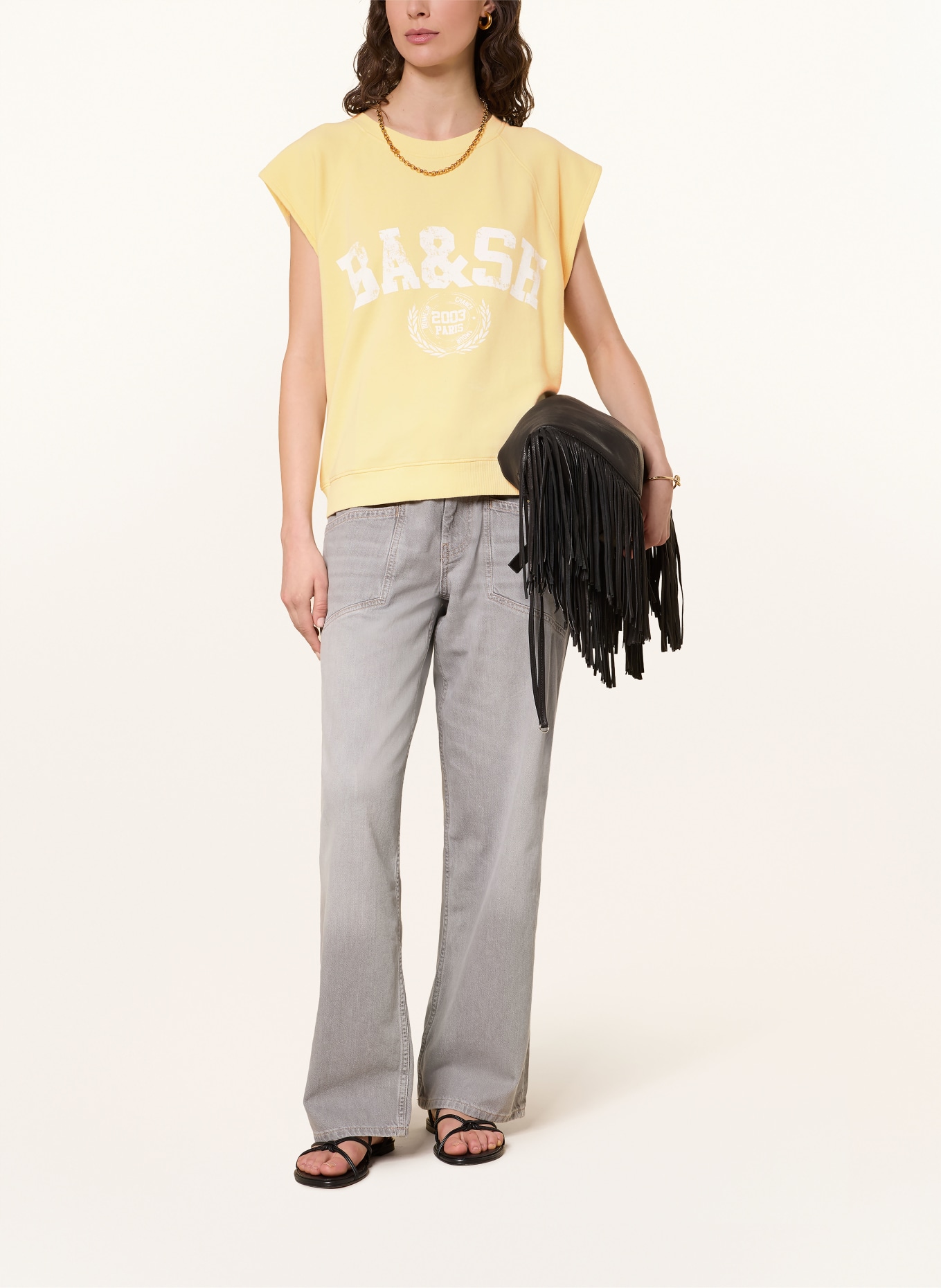 ba&sh Sweatshirt BEATA: HELLGELB / WEISS