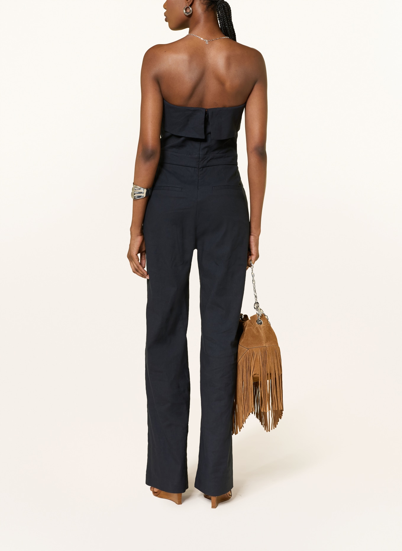 ba&sh Off-Shoulder-Jumpsuit CENELIA mit Leinen: DUNKELBLAU