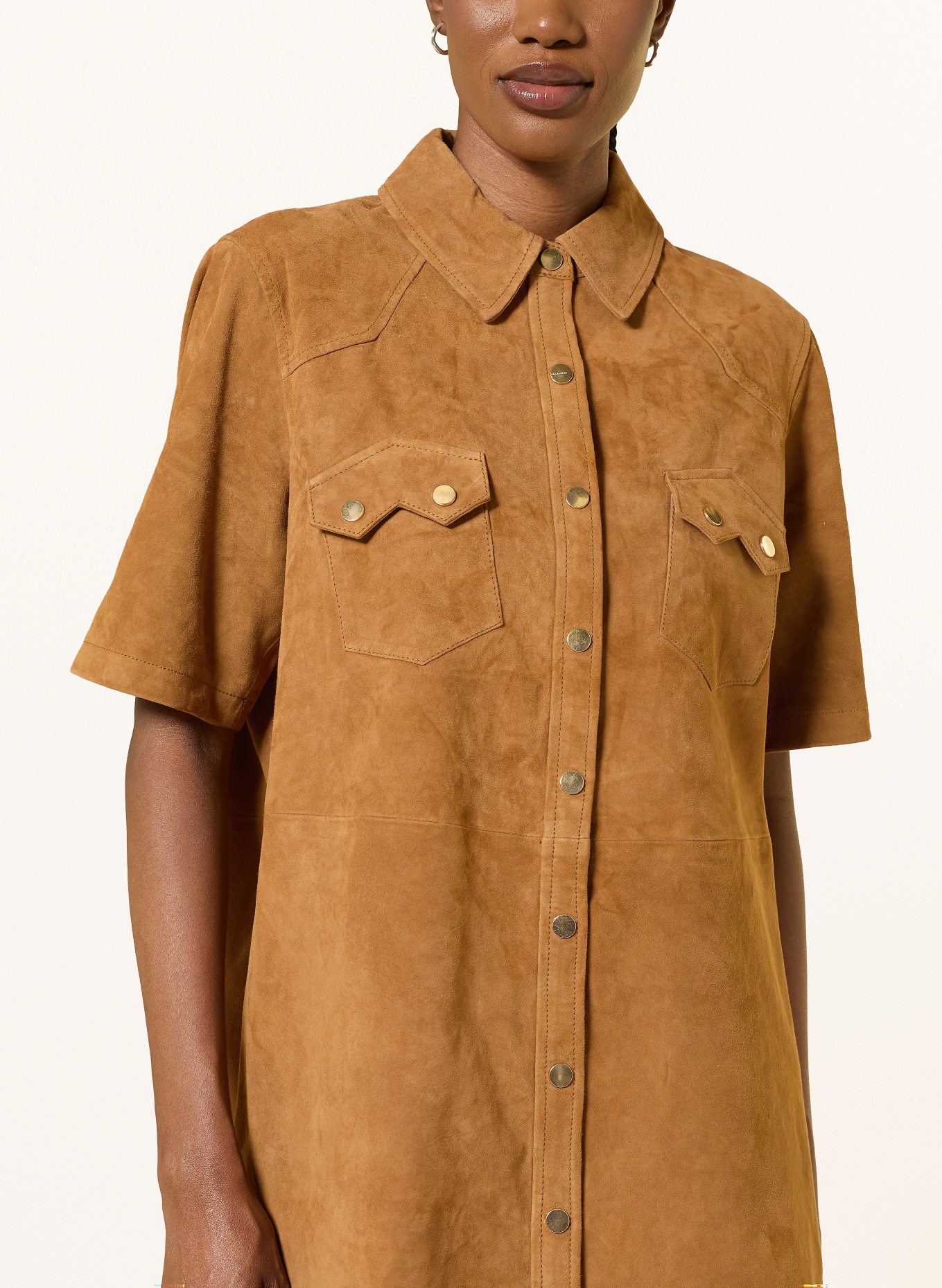 ALLSAINTS Leren jurk ROCK: CAMEL