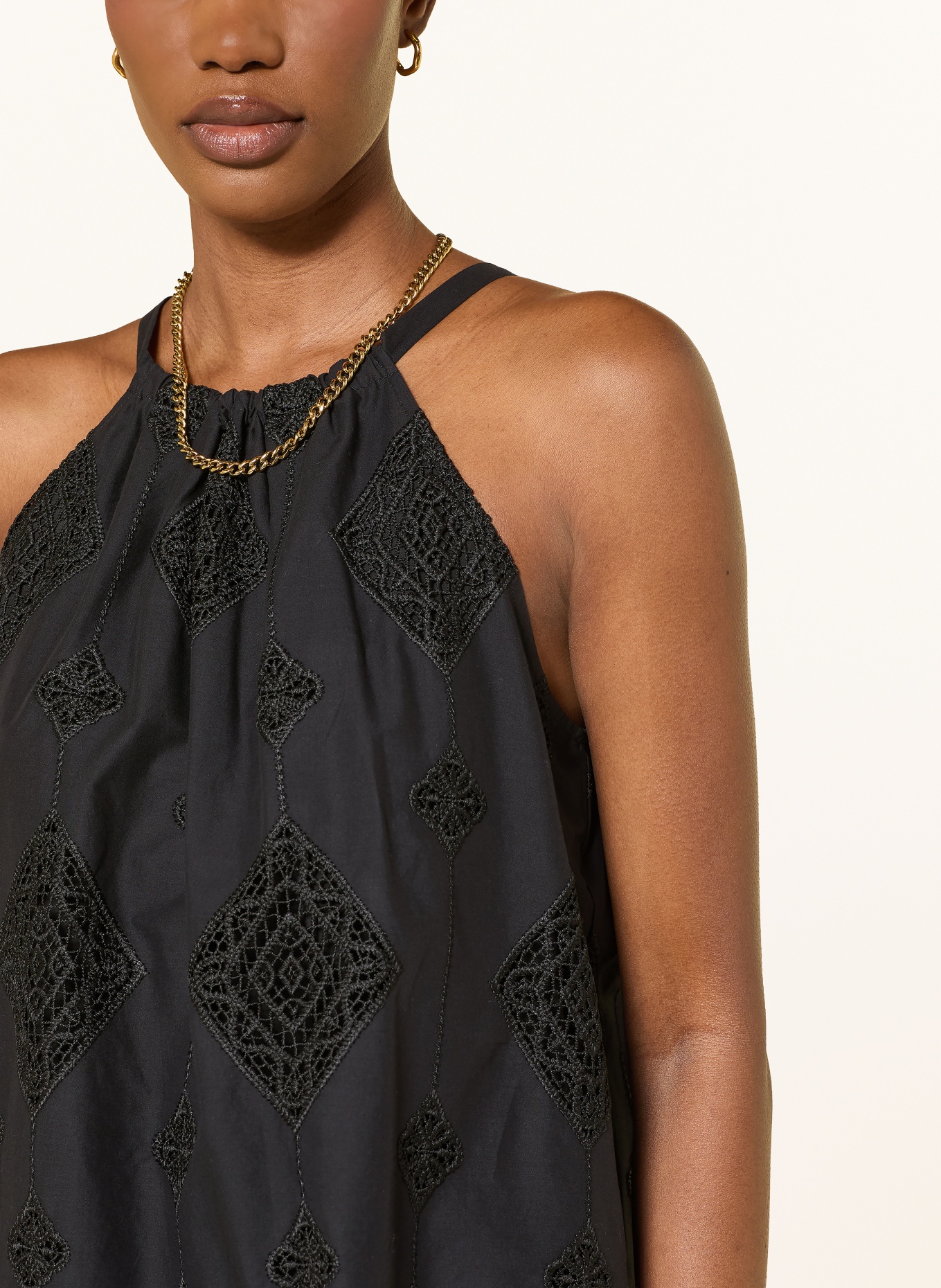 ba&sh Top MAXI mit Spitze: SCHWARZ