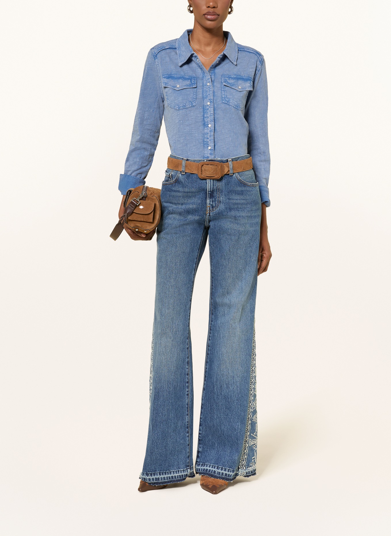 ba&sh Hemdbluse ICARE aus Jersey in Jeansoptik: BLAU