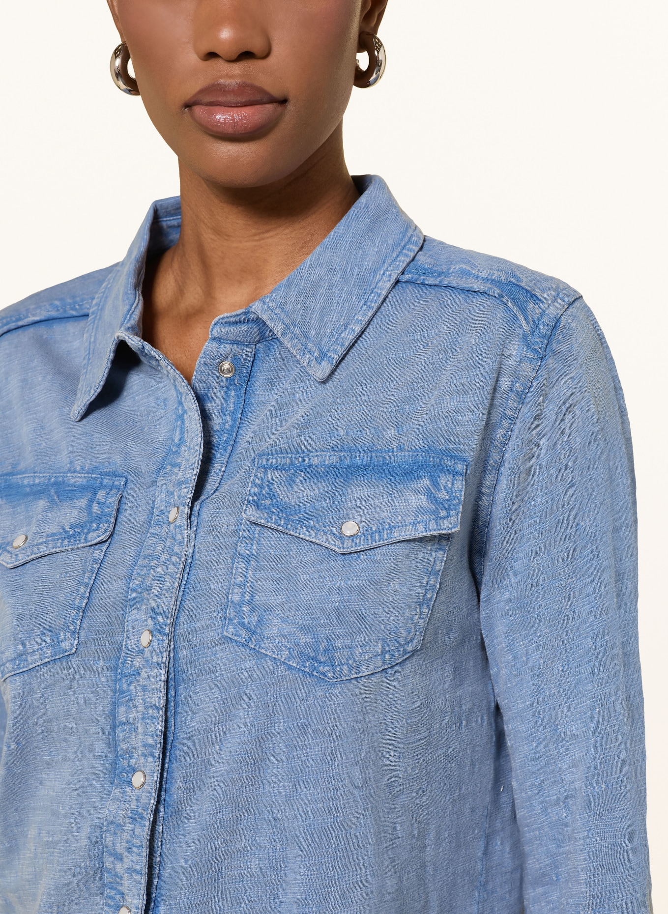 ba&sh Hemdbluse ICARE aus Jersey in Jeansoptik: BLAU