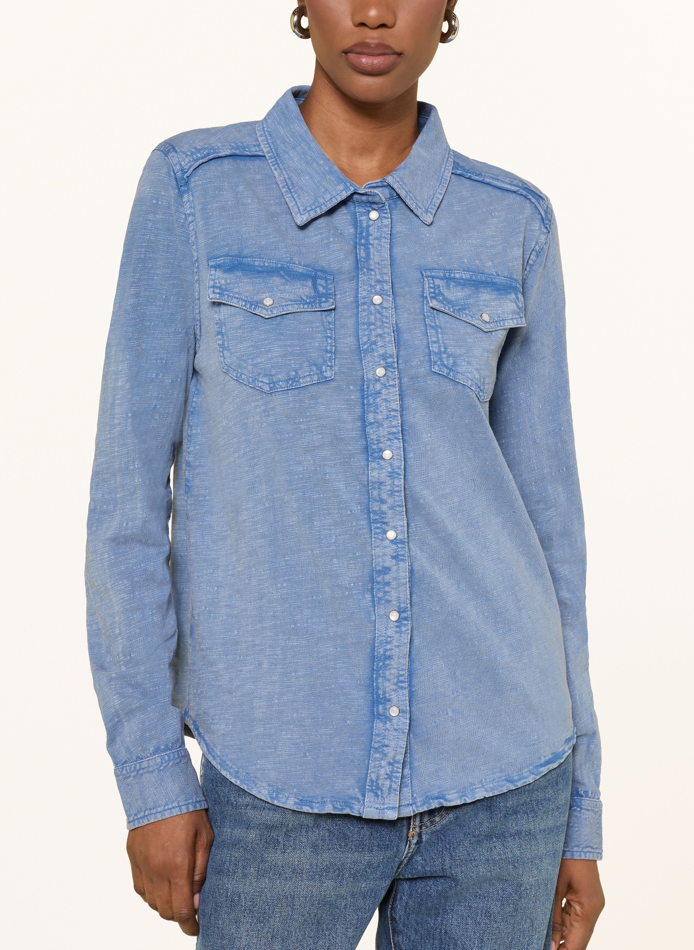 ba&sh Hemdbluse ICARE aus Jersey in Jeansoptik: BLAU