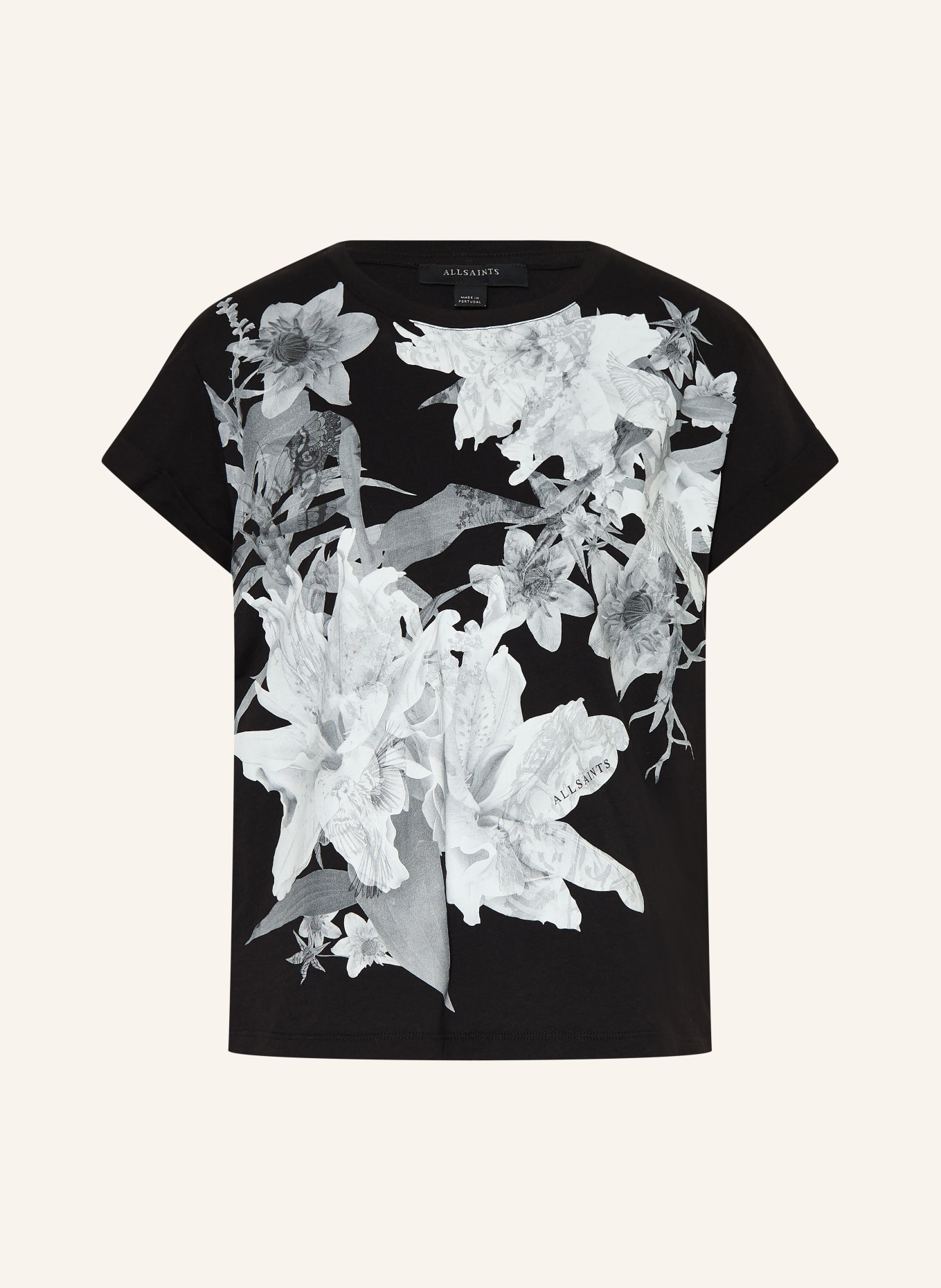 ALLSAINTS T-shirt CRYSTAL ANNA: ZWART / LICHTGRIJS