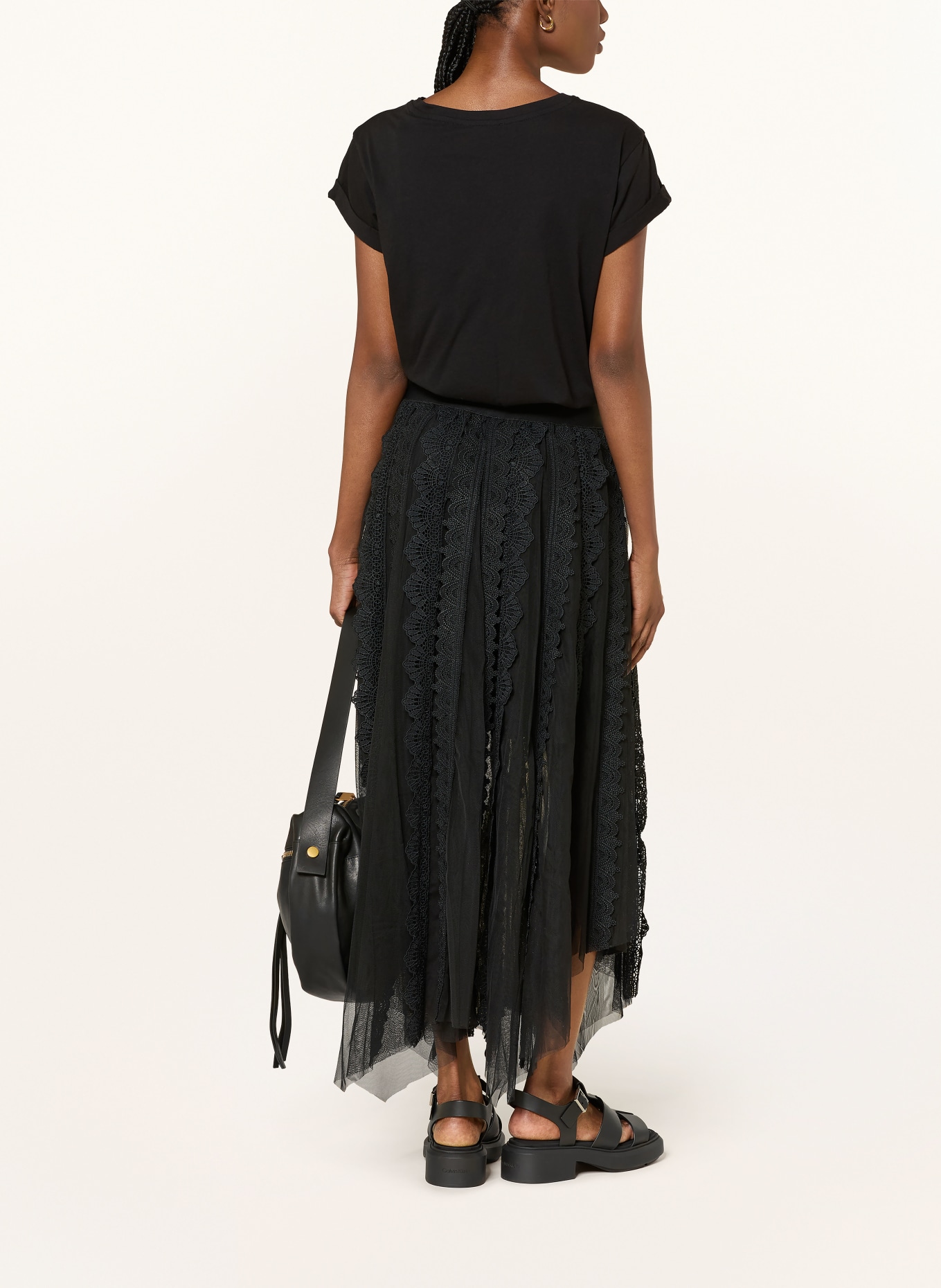 ALLSAINTS T-shirt CRYSTAL ANNA: ZWART / LICHTGRIJS