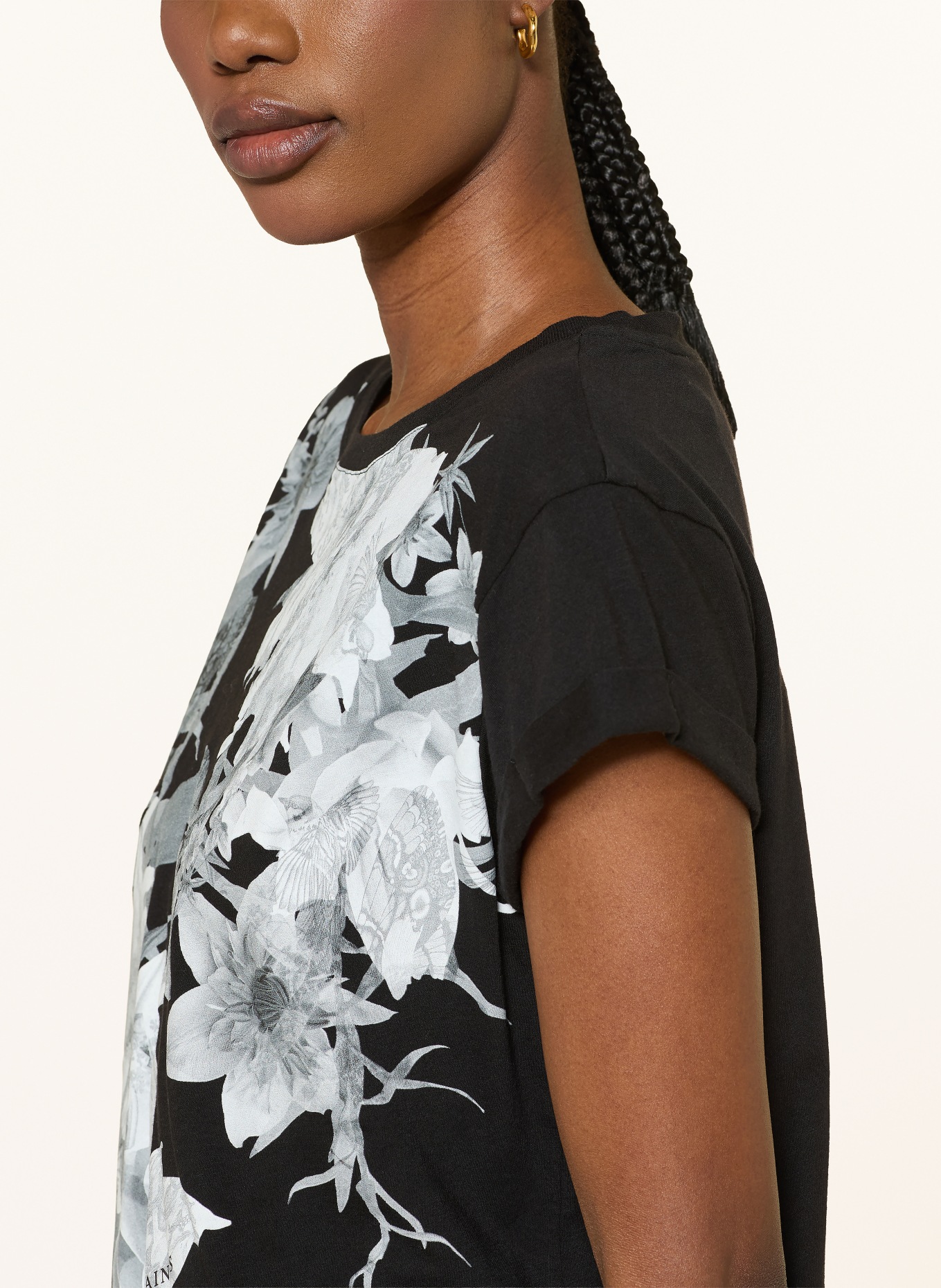 ALLSAINTS T-shirt CRYSTAL ANNA: ZWART / LICHTGRIJS