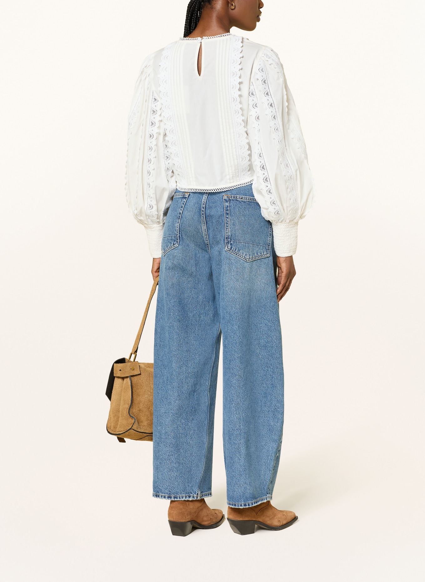 ALLSAINTS HART-blouse met kant: WIT