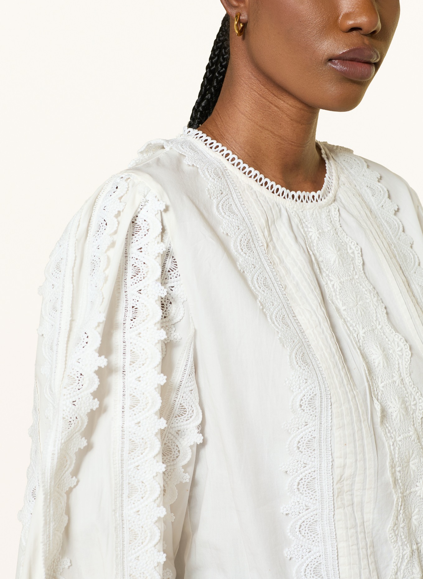 ALLSAINTS HART-blouse met kant: WIT