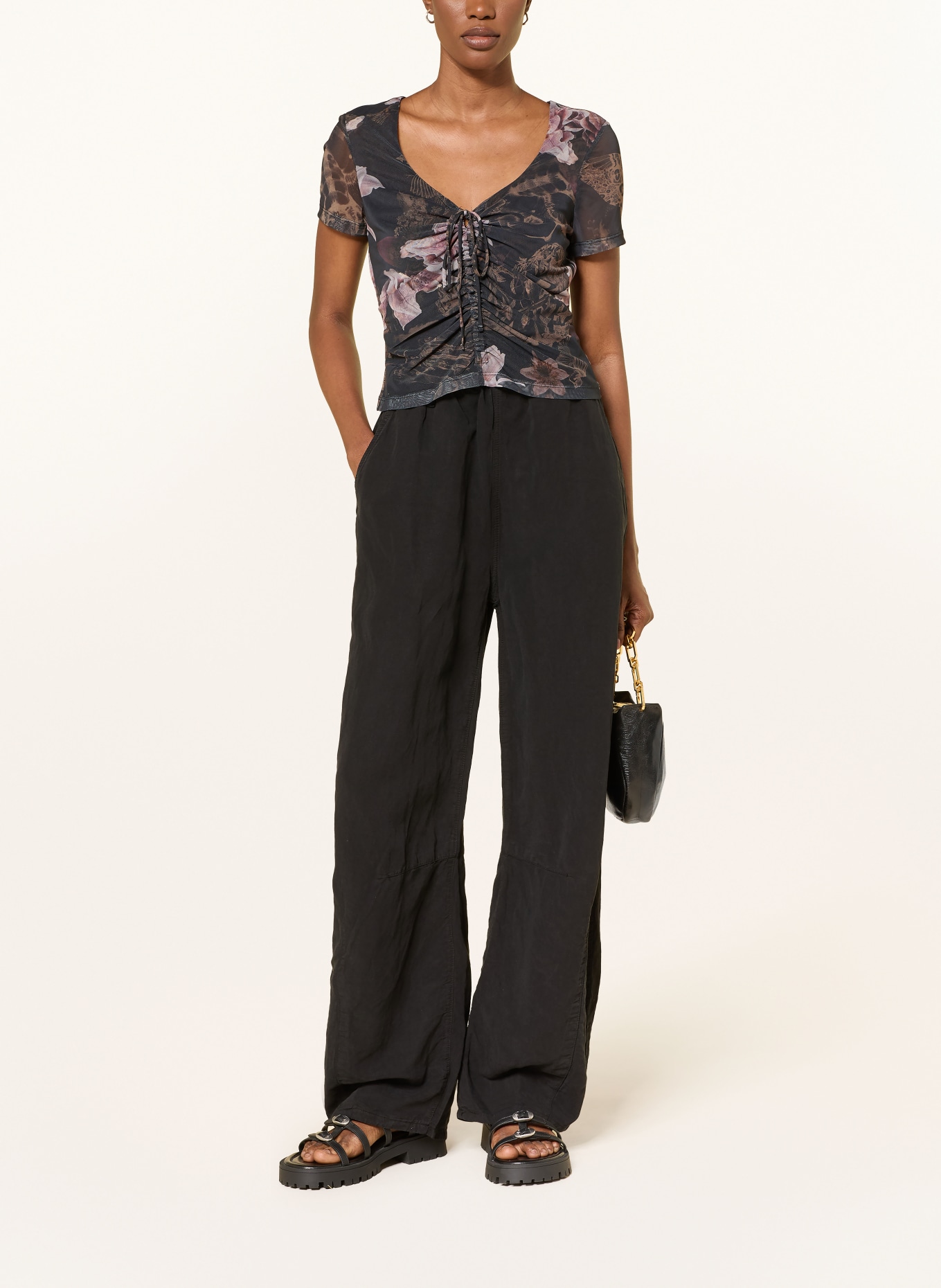 ALLSAINTS Broek JETT met linnen: ZWART