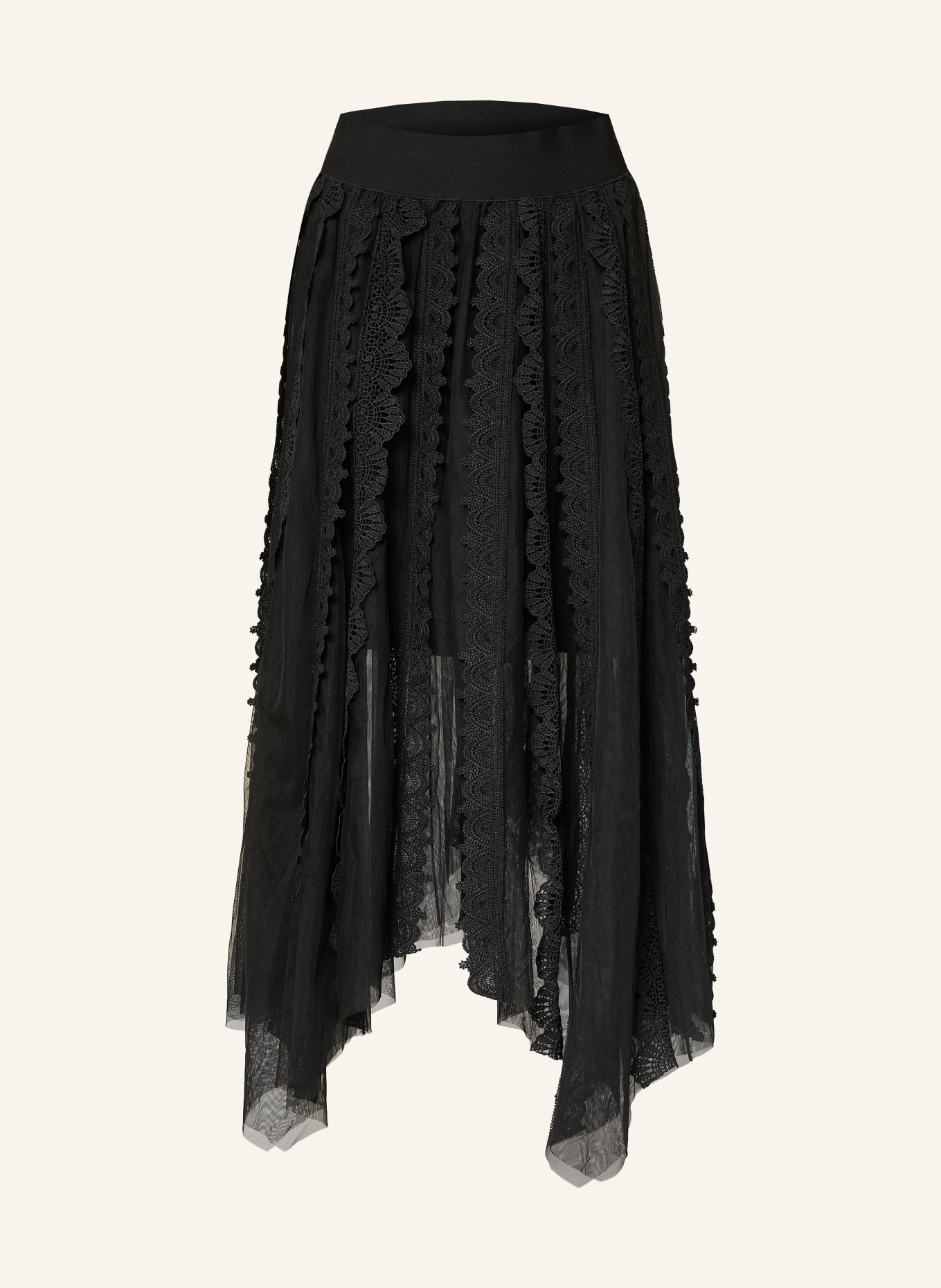 ALLSAINTS Mesh-rok VASHTIE met kant: ZWART