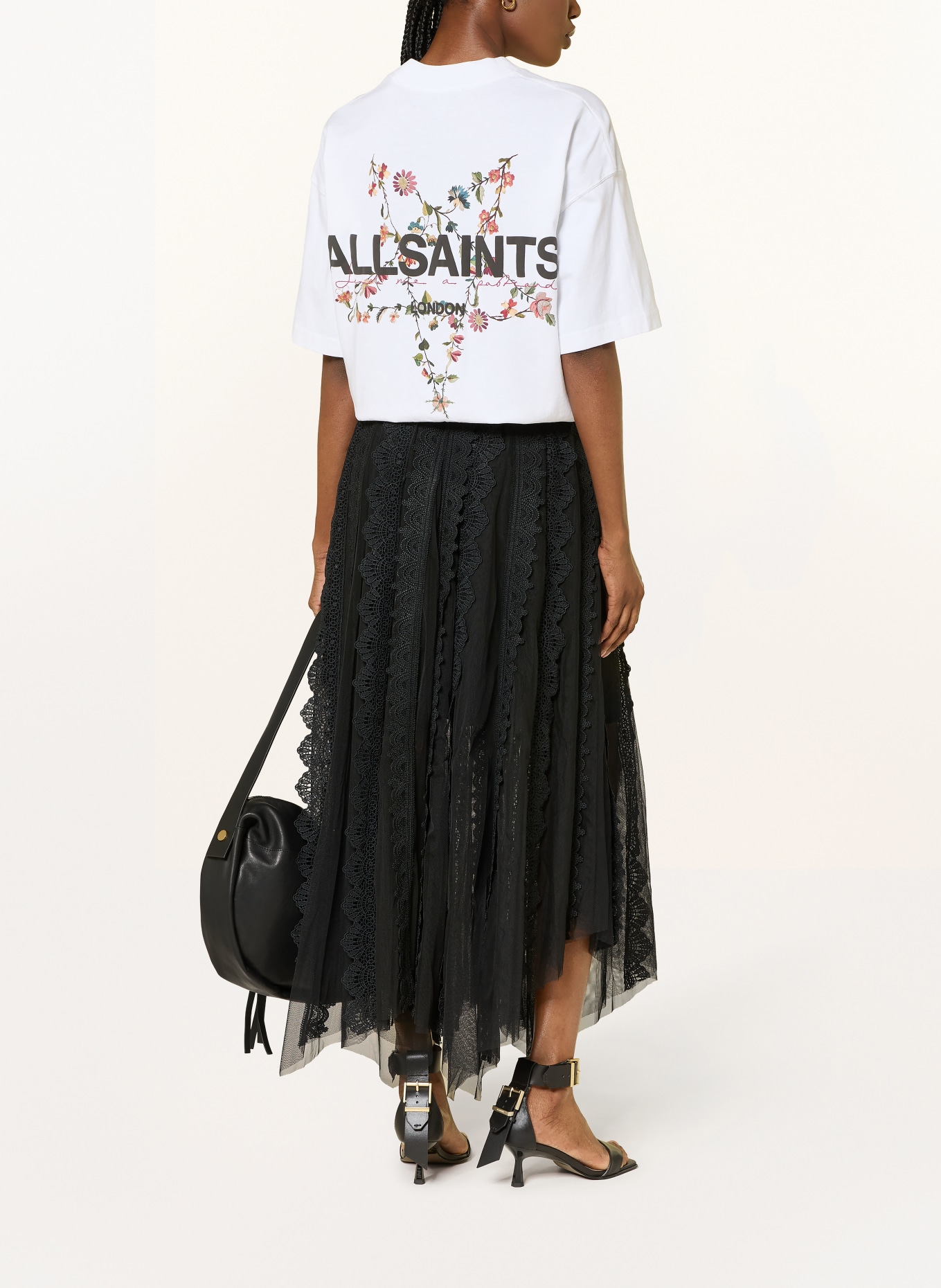ALLSAINTS Mesh-rok VASHTIE met kant: ZWART