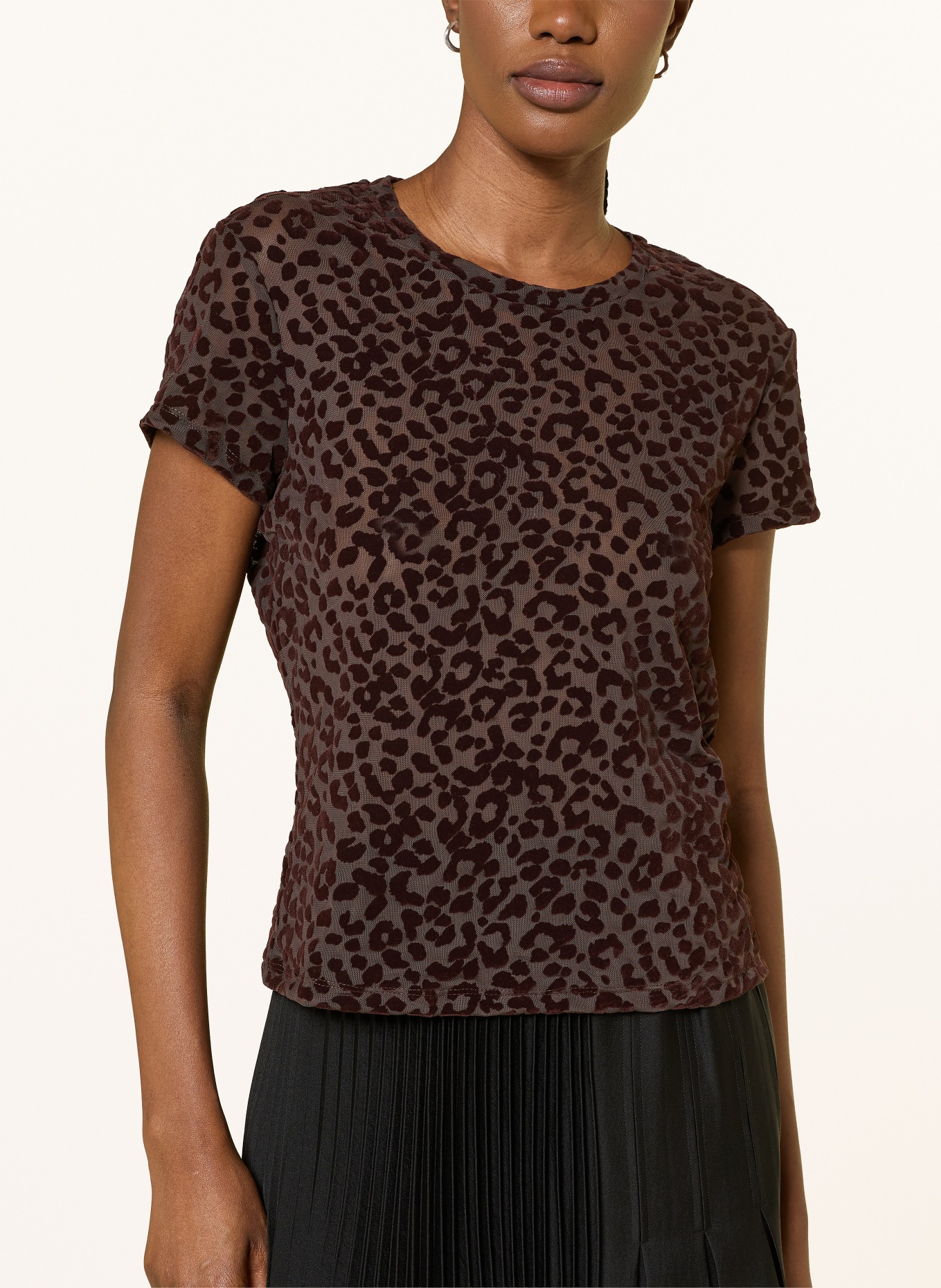 ALLSAINTS ELLIE-T-shirt van mesh: MARRON FONCÉ