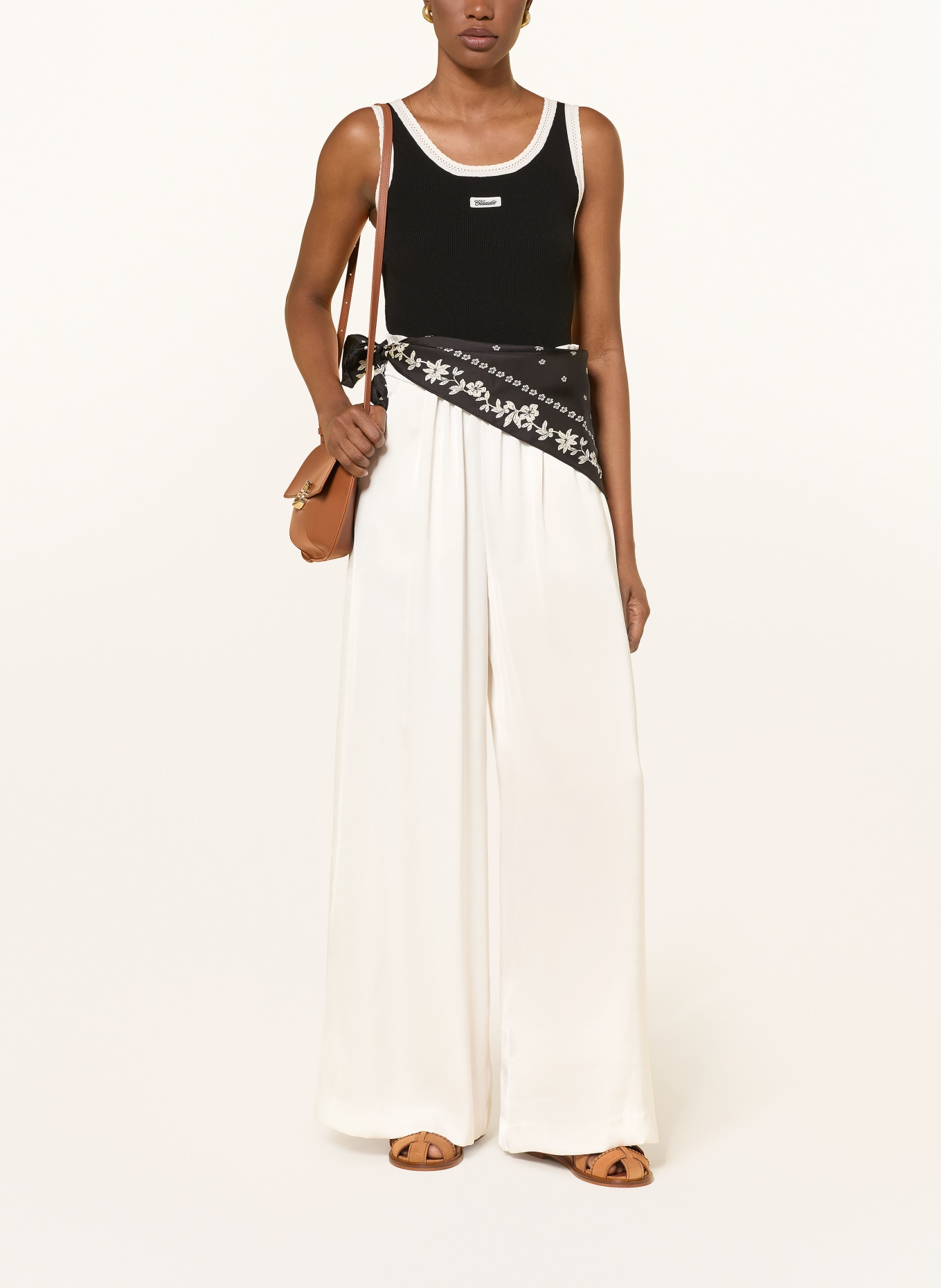 CLAUDIE PIERLOT Spodnie z satyny: KREMOWY