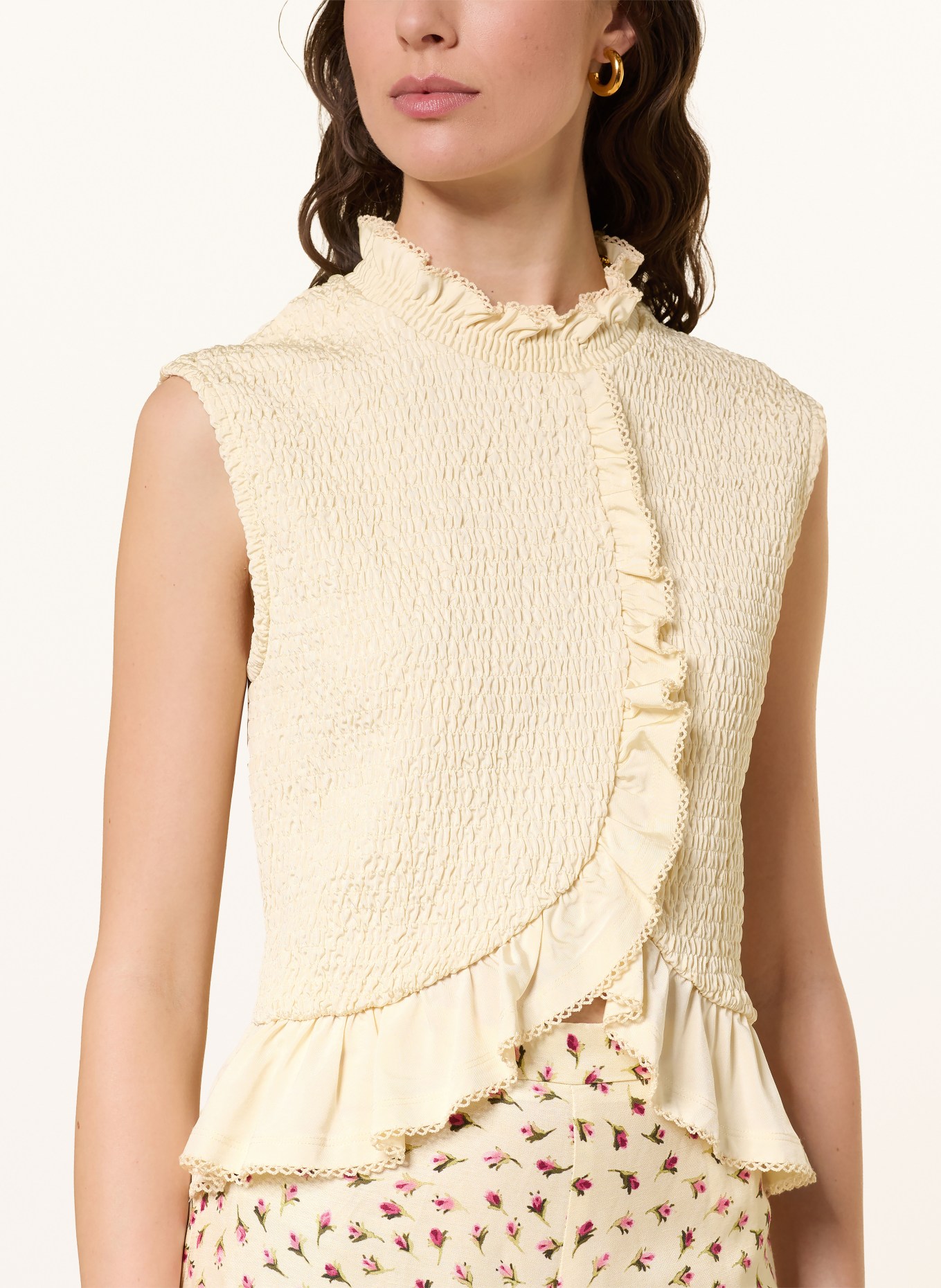 SANDRO Bluzka z falbankami: JASNOŻÓŁTY