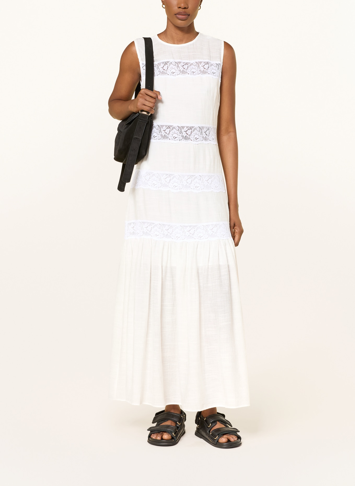 SANDRO Kleid mit Spitze: ECRU / WEISS