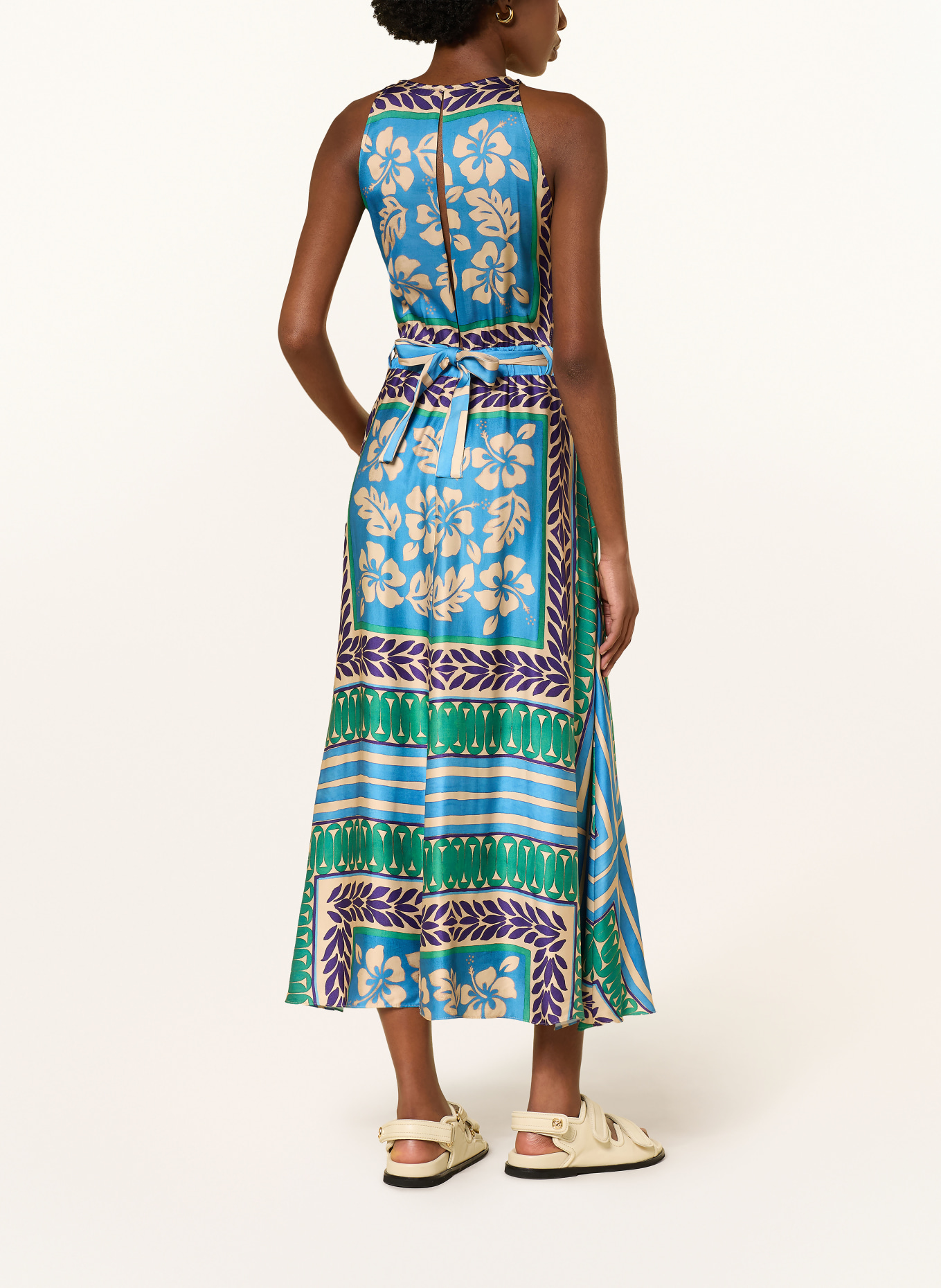 SANDRO Satynowa sukienka z wycięciami: JASNOZIELONY / FIOLETOWY / TURKUSOWY