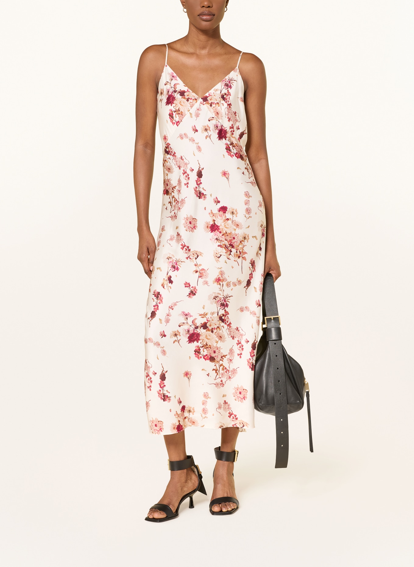 ALLSAINTS Sukienka MELODY z jedwabiem: BIAŁY / BLADORÓŻOWY / CIEMNOCZERWONY