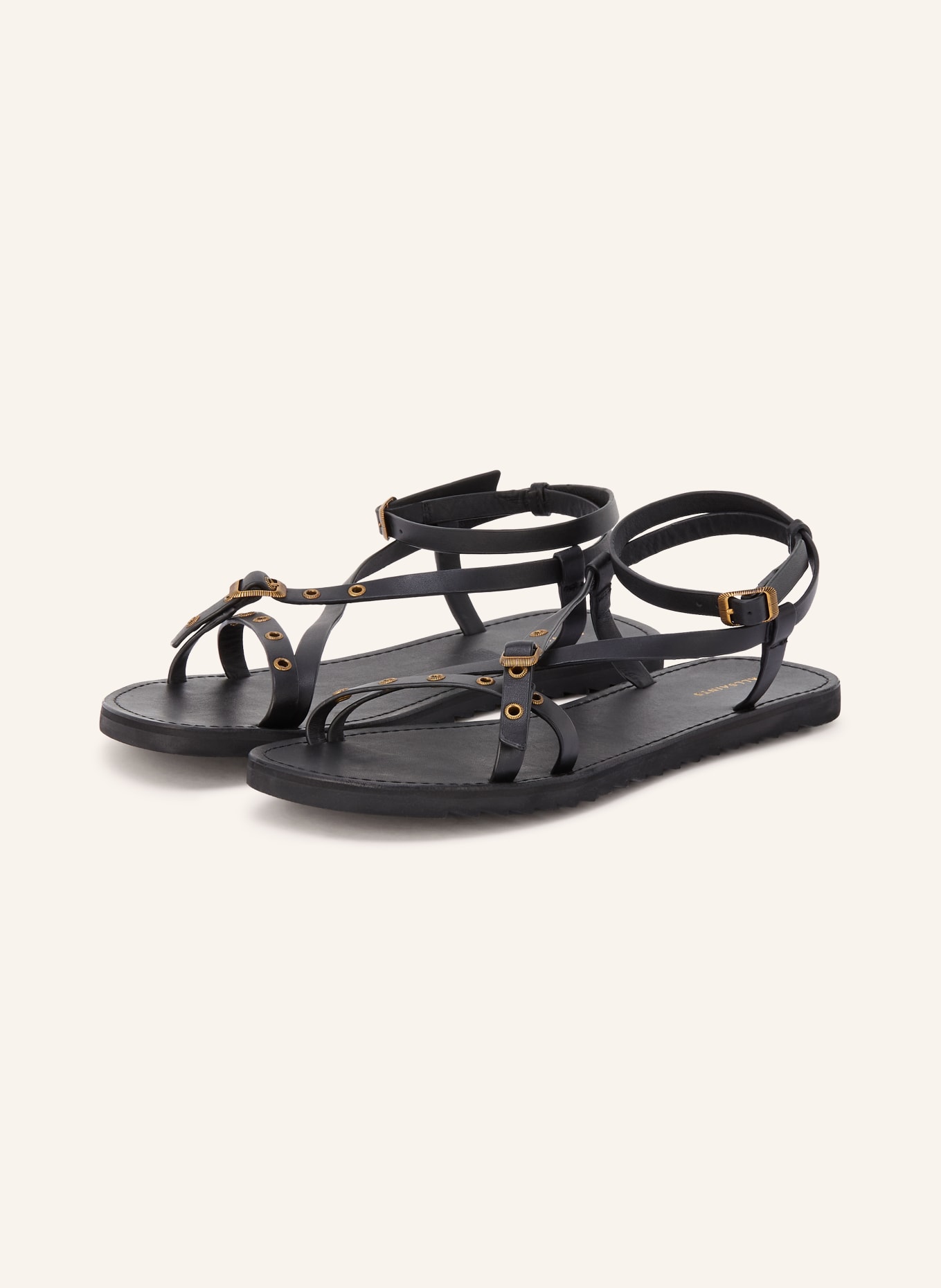 ALLSAINTS Sandalen TYLA EYELET mit Nieten: SCHWARZ / GOLD