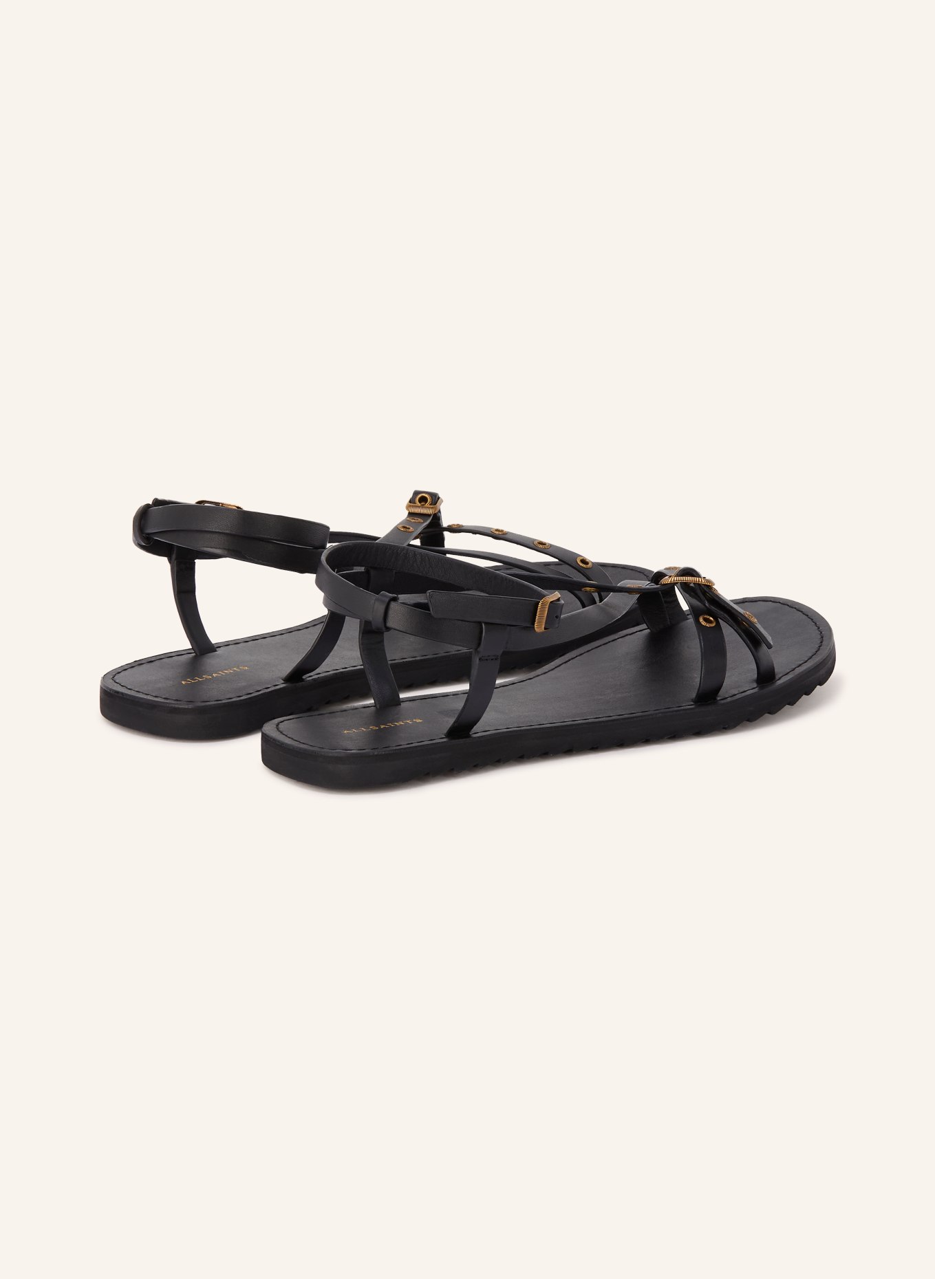 ALLSAINTS Sandalen TYLA EYELET mit Nieten: SCHWARZ / GOLD