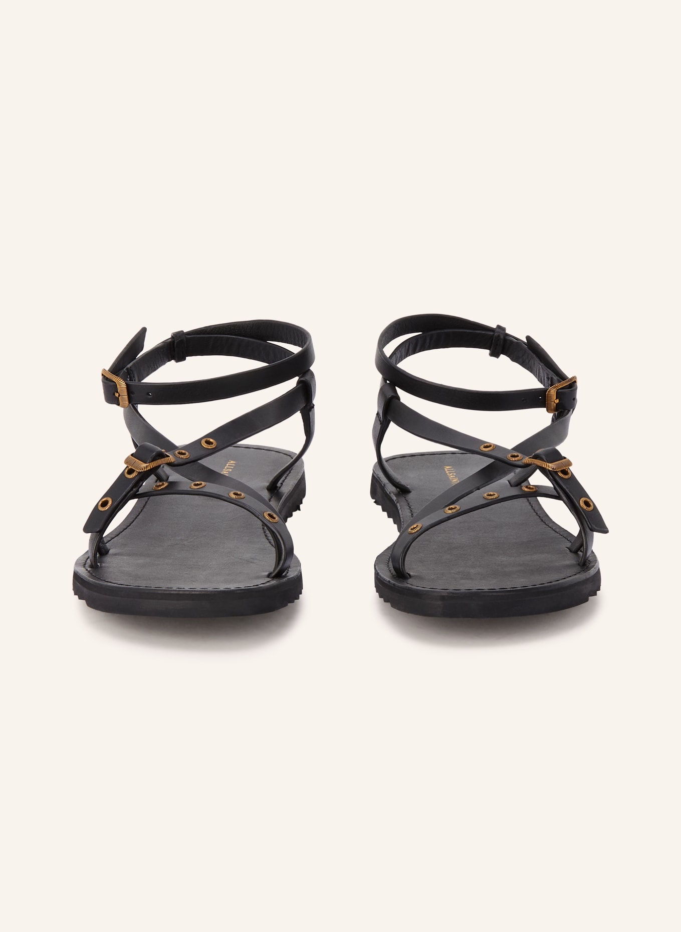 ALLSAINTS Sandalen TYLA EYELET mit Nieten: SCHWARZ / GOLD