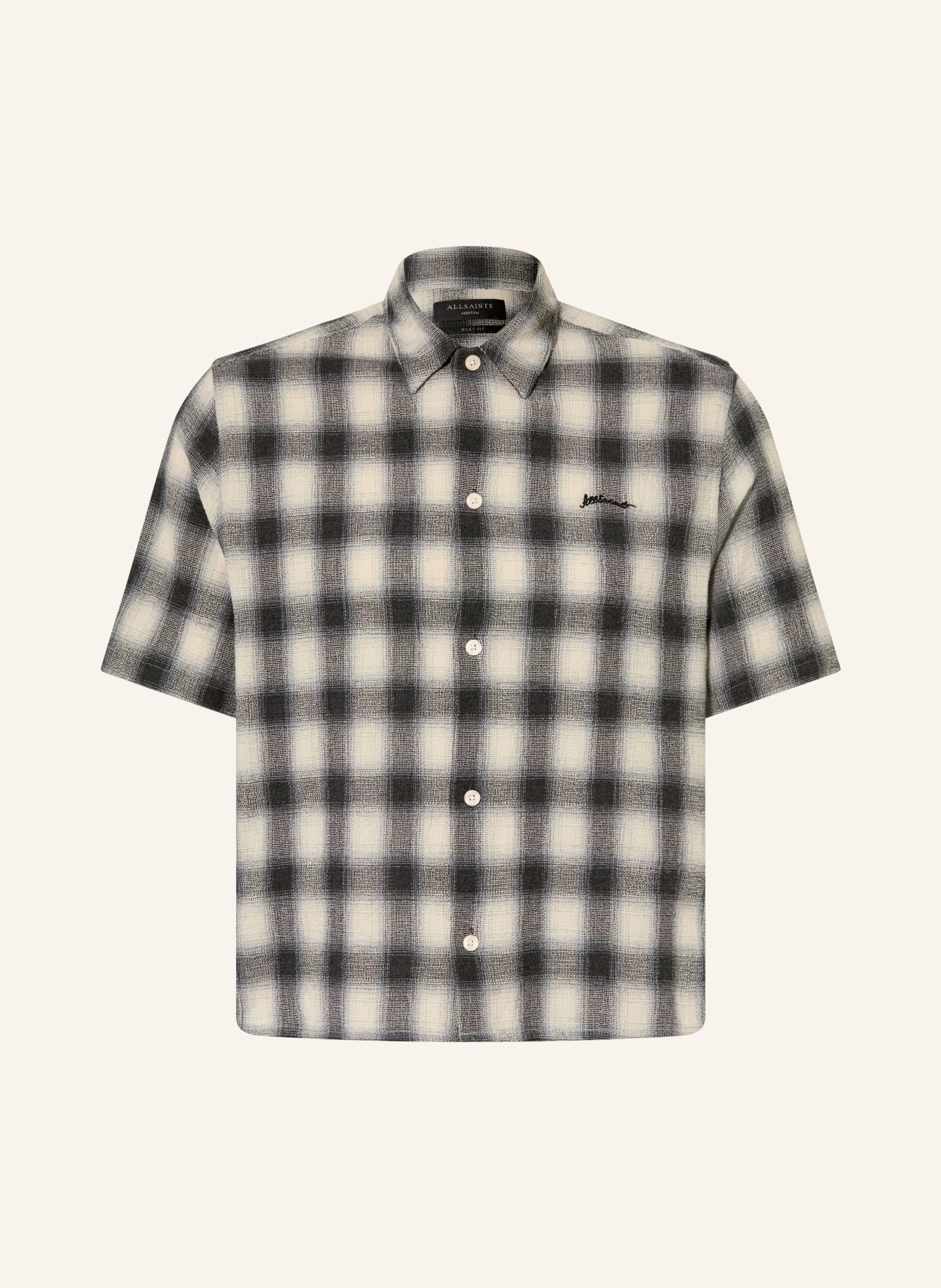ALLSAINTS Overhemd met korte mouwen SHADOW Comfort Fit: ECRU / ZWART
