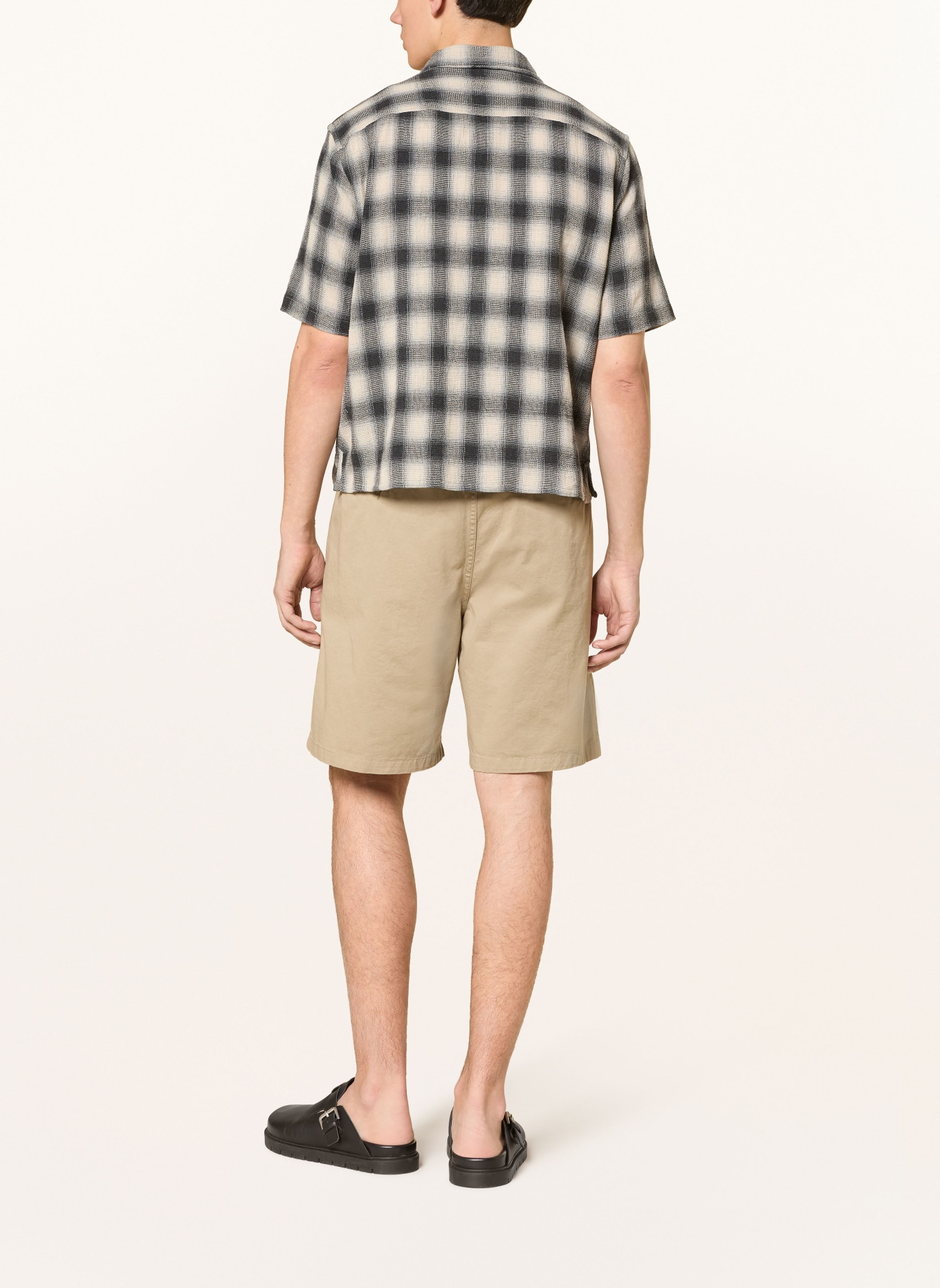 ALLSAINTS Overhemd met korte mouwen SHADOW Comfort Fit: ECRU / ZWART