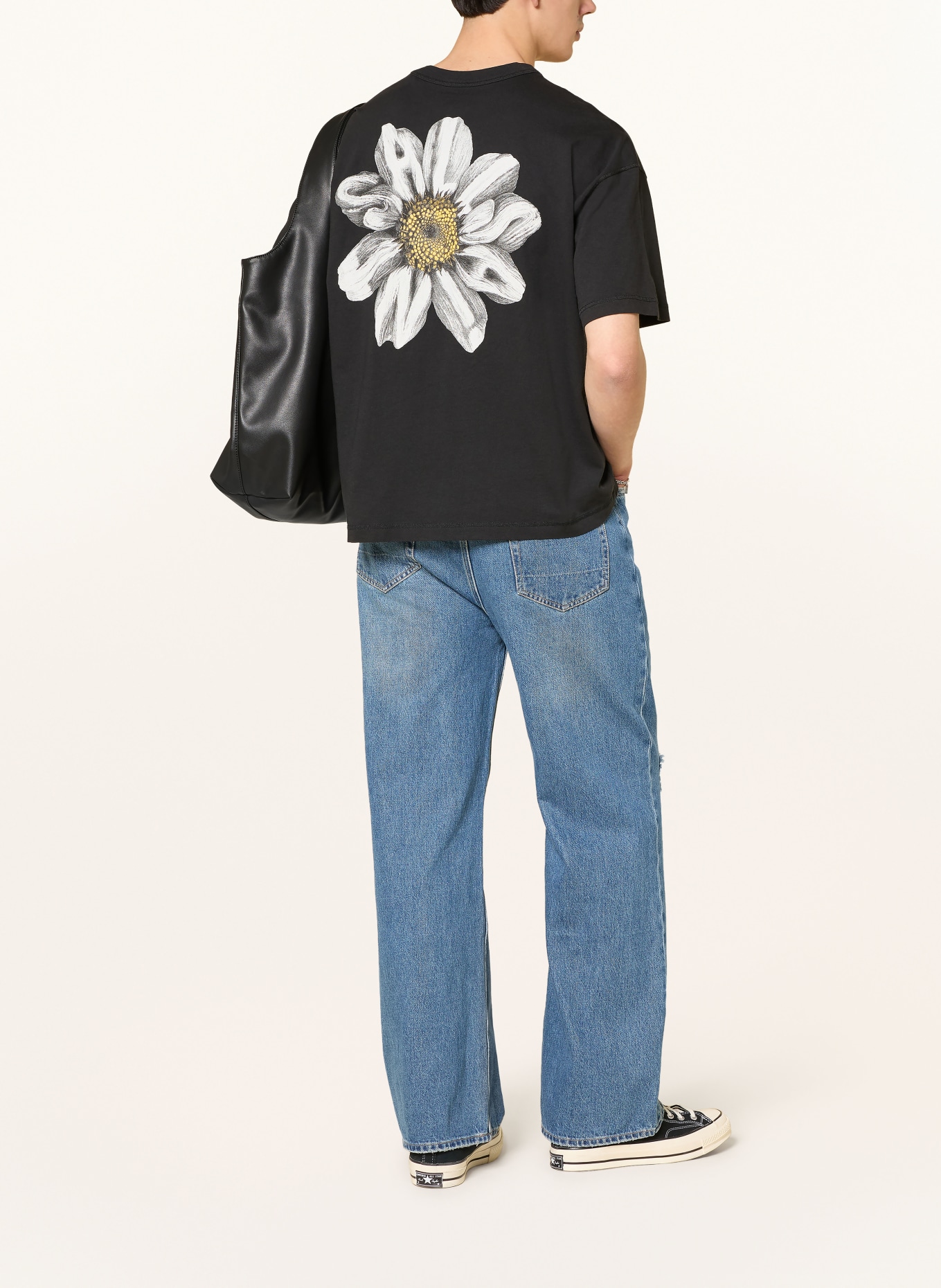 ALLSAINTS T-shirt PETALS: ZWART / TAUPE / DONKERGEEL