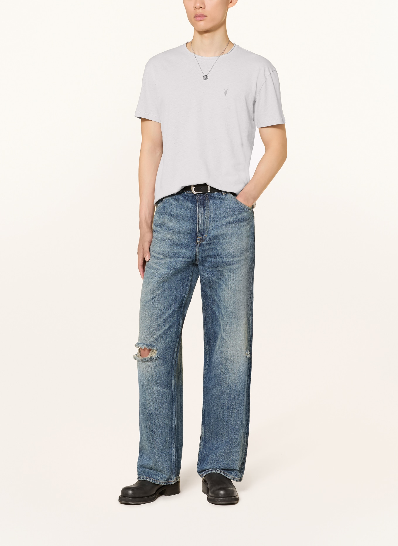 ALLSAINTS T-shirt FLAX: LICHTGRIJS