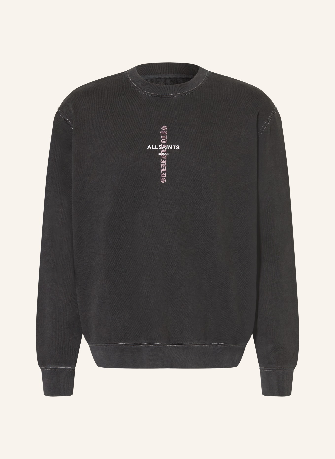 ALLSAINTS Sweatshirt KNOX CREW: DONKERGRIJS / ROSÉ / WIT