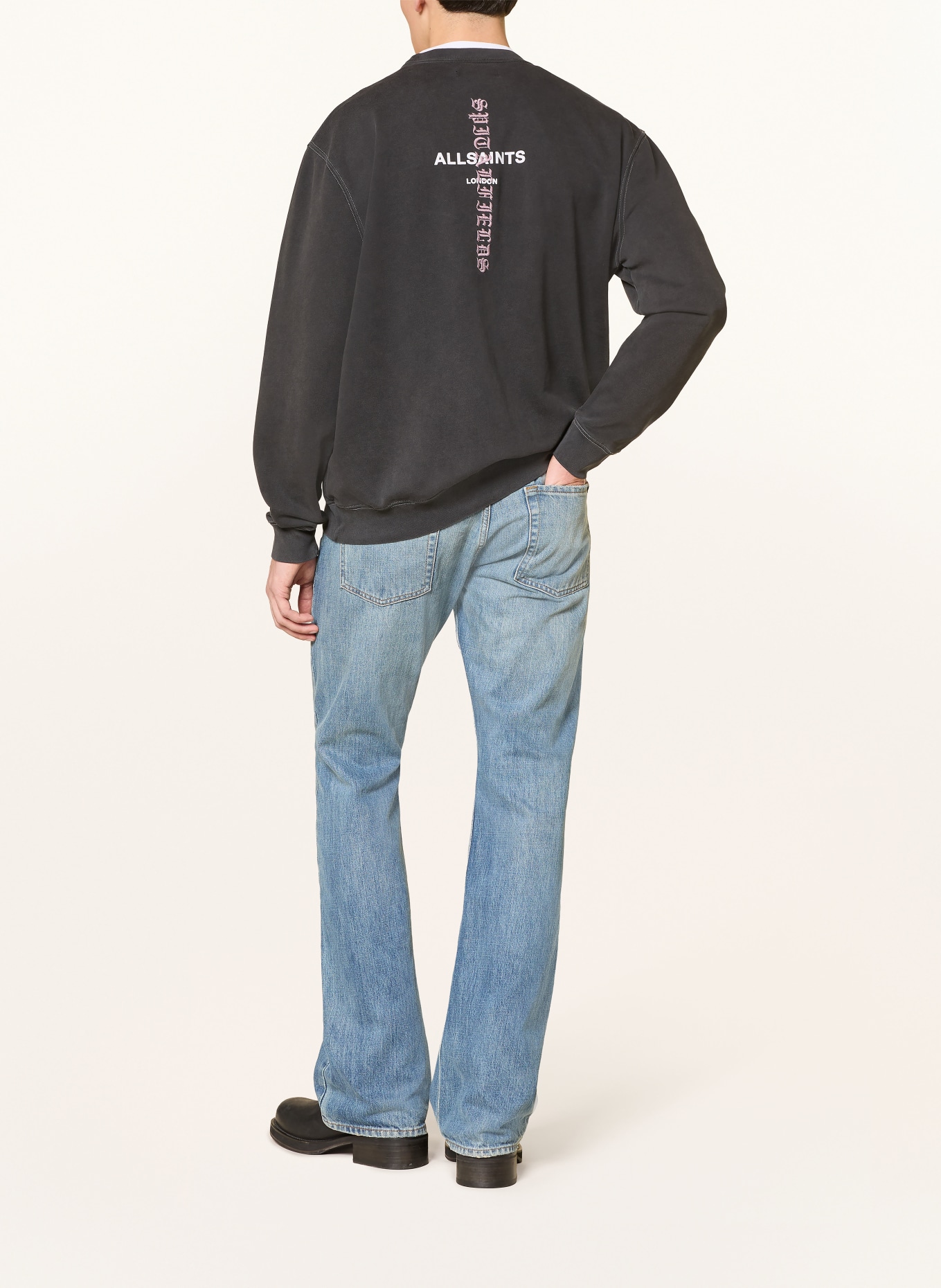 ALLSAINTS Sweatshirt KNOX CREW: DONKERGRIJS / ROSÉ / WIT