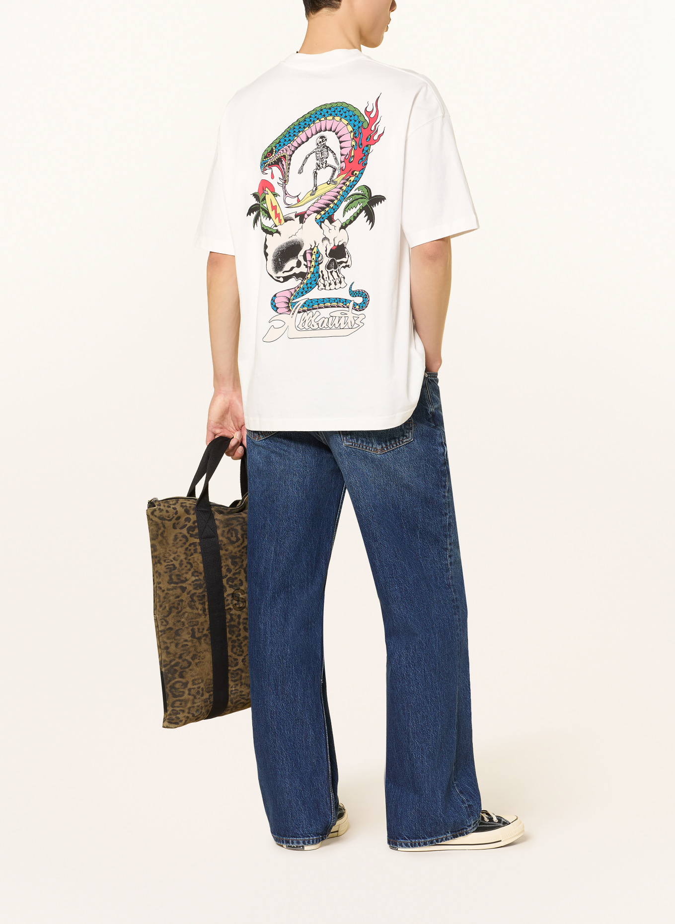 ALLSAINTS T-shirt SNAKEPIT: WIT / BLAUW / ZWART