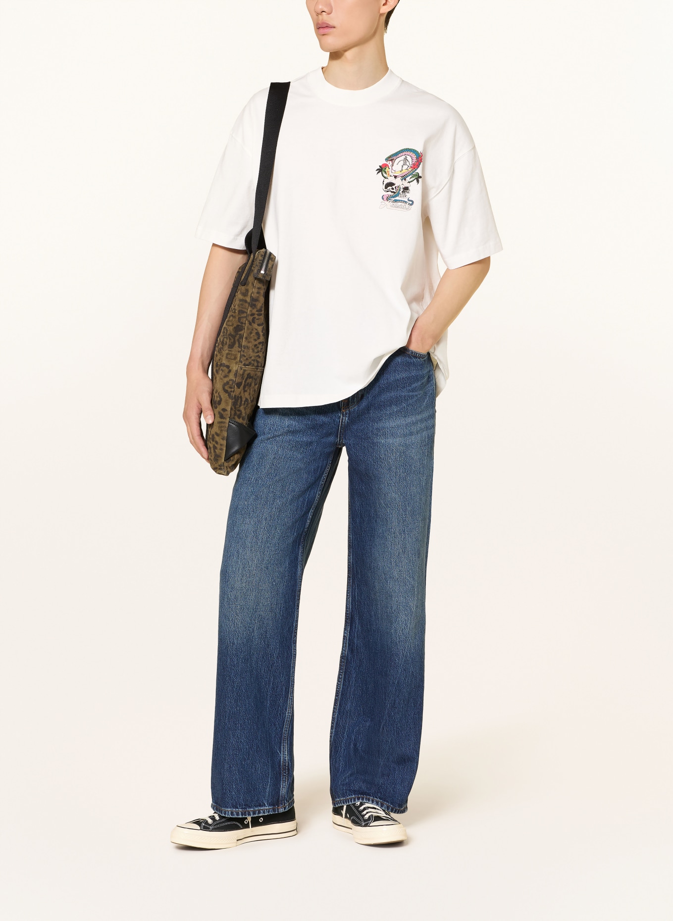 ALLSAINTS T-shirt SNAKEPIT: WIT / BLAUW / ZWART