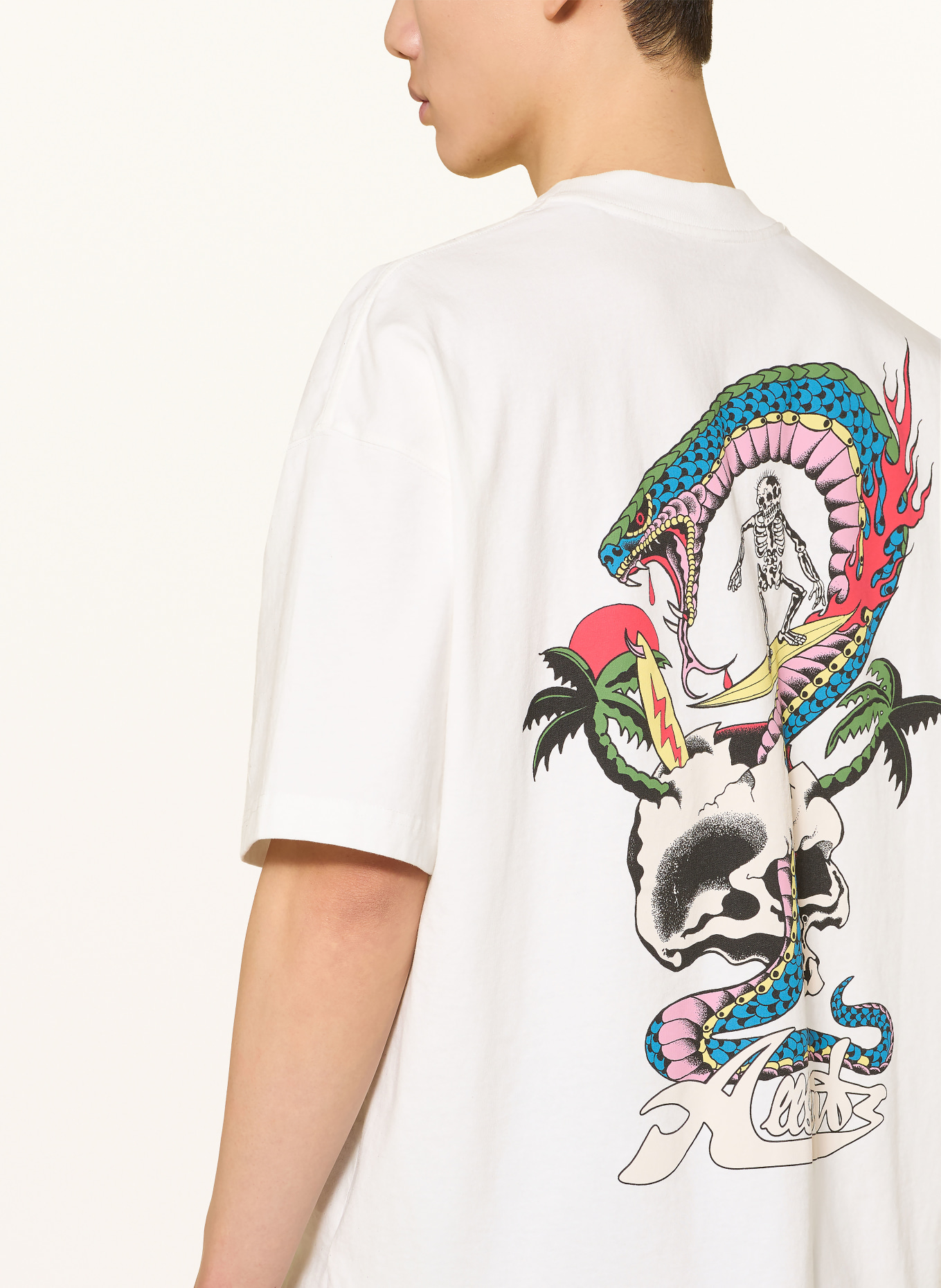 ALLSAINTS T-shirt SNAKEPIT: WIT / BLAUW / ZWART