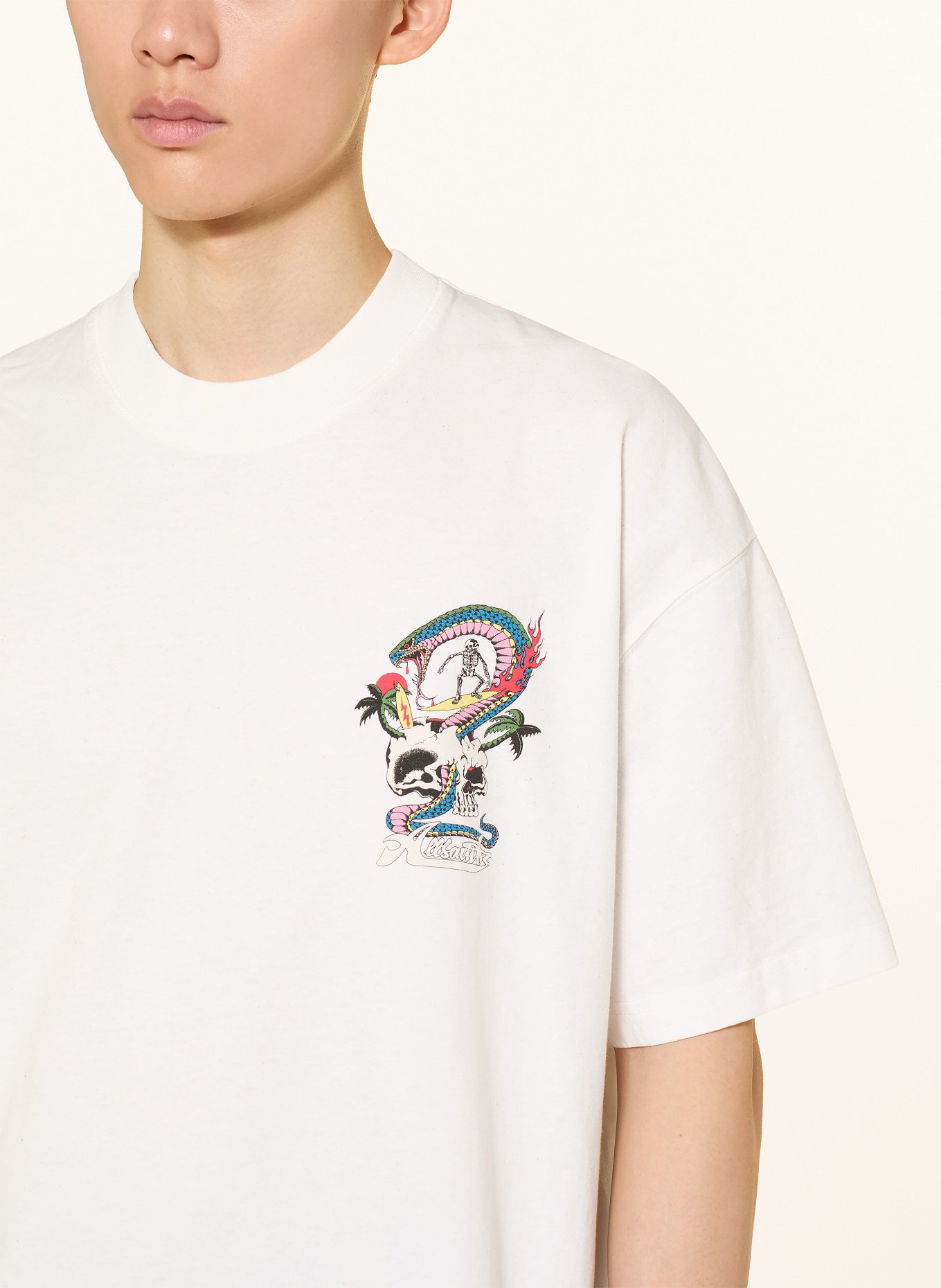 ALLSAINTS T-shirt SNAKEPIT: WIT / BLAUW / ZWART