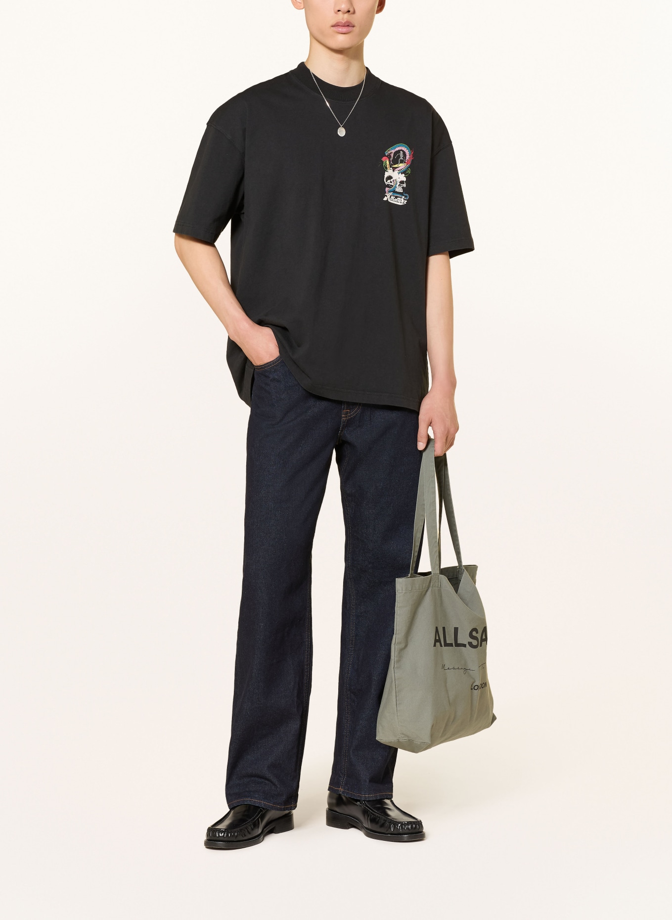 ALLSAINTS T-shirt SNAKEPIT: ZWART / BLAUW / WIT