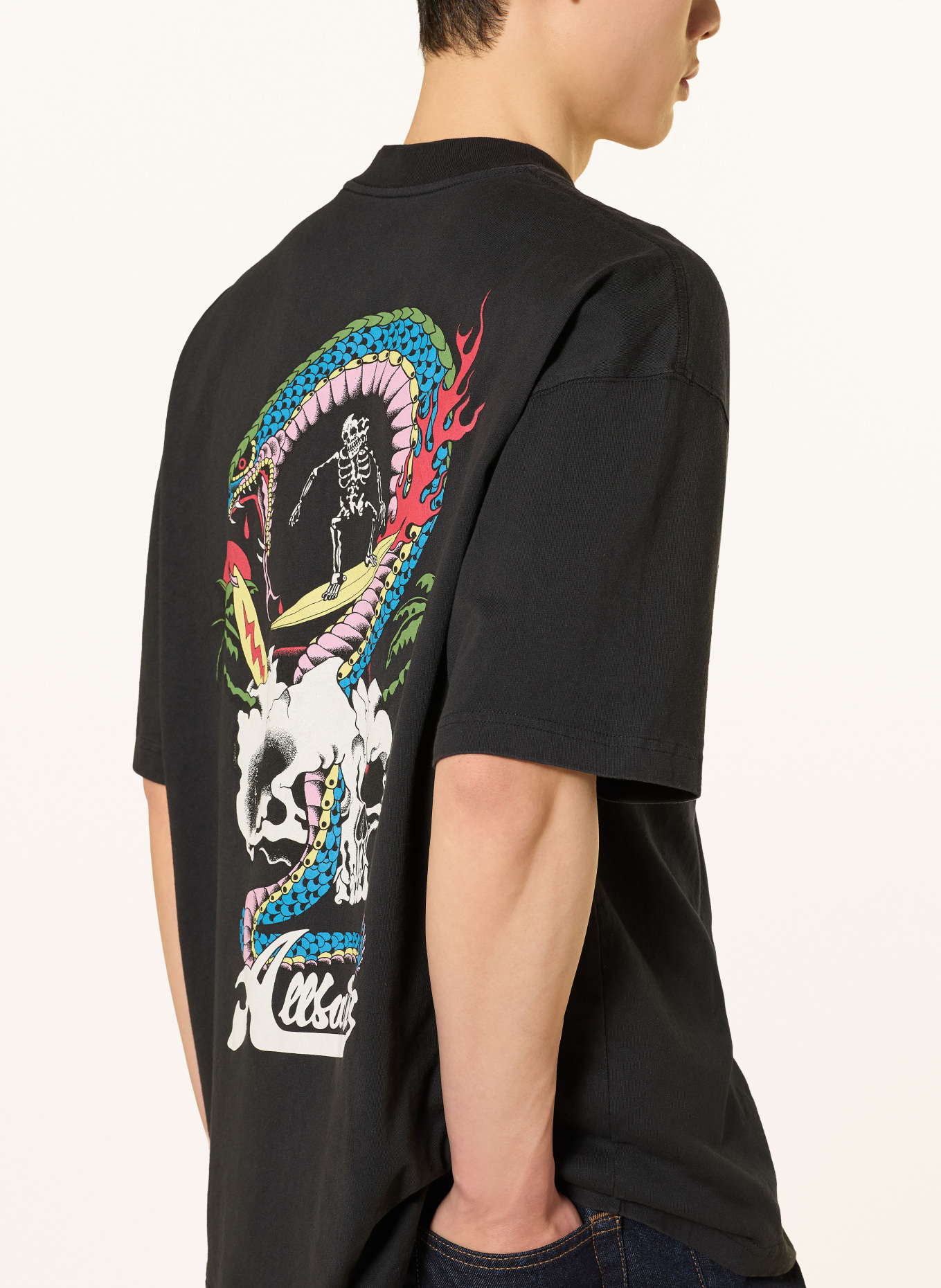 ALLSAINTS T-shirt SNAKEPIT: ZWART / BLAUW / WIT