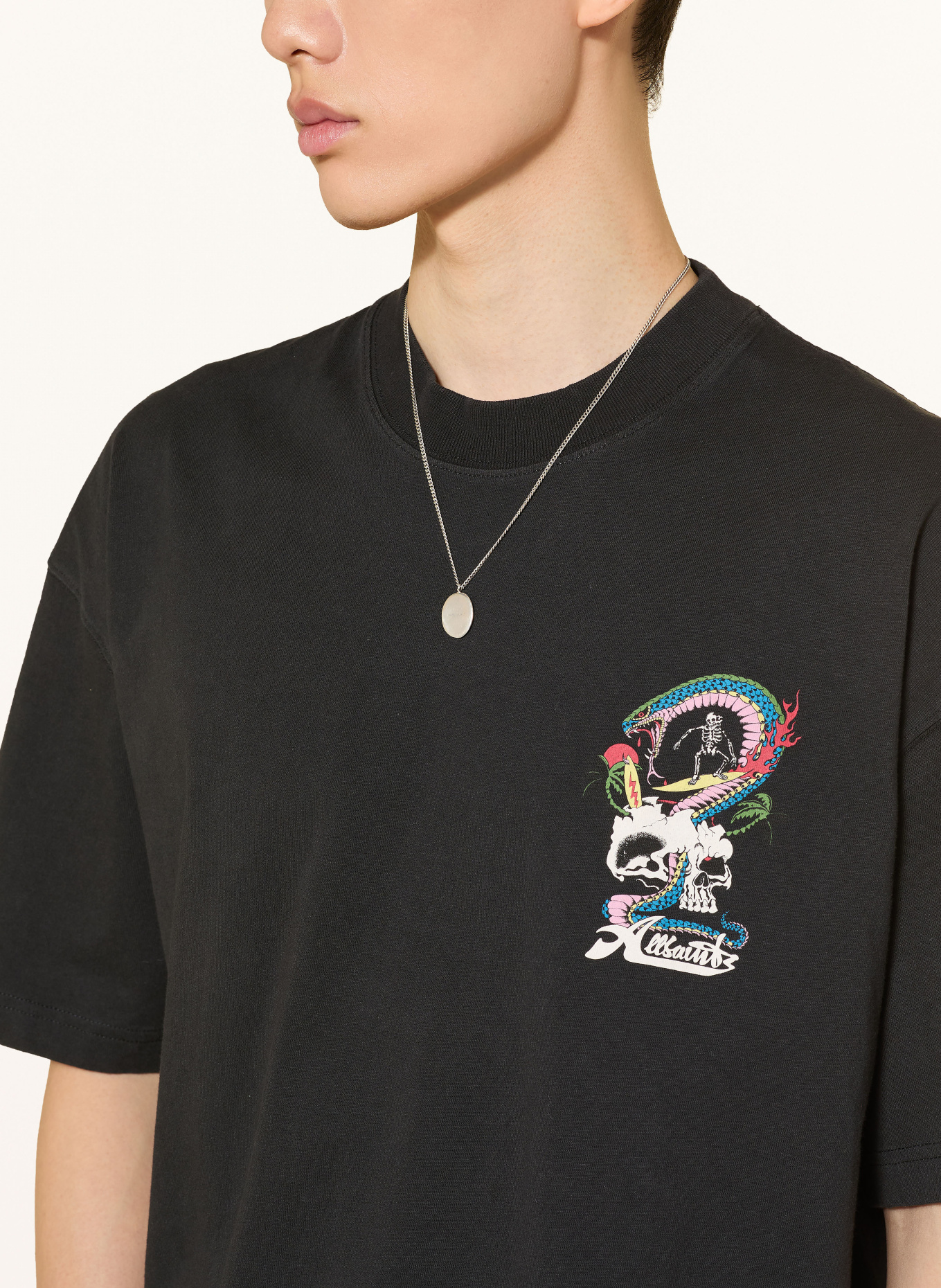 ALLSAINTS T-shirt SNAKEPIT: ZWART / BLAUW / WIT