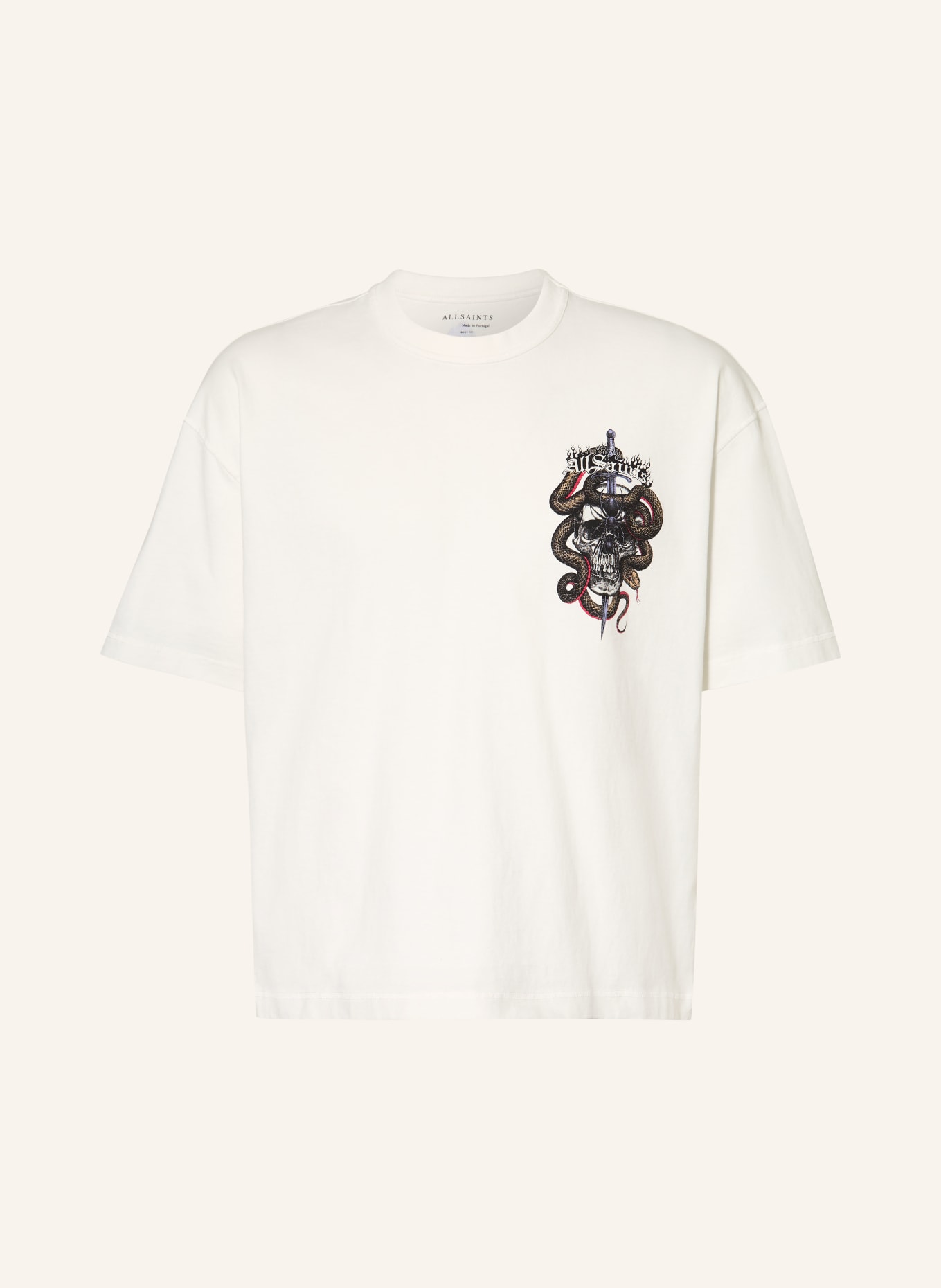 ALLSAINTS T-shirt ARAKNID: WIT / PAARS / ZWART