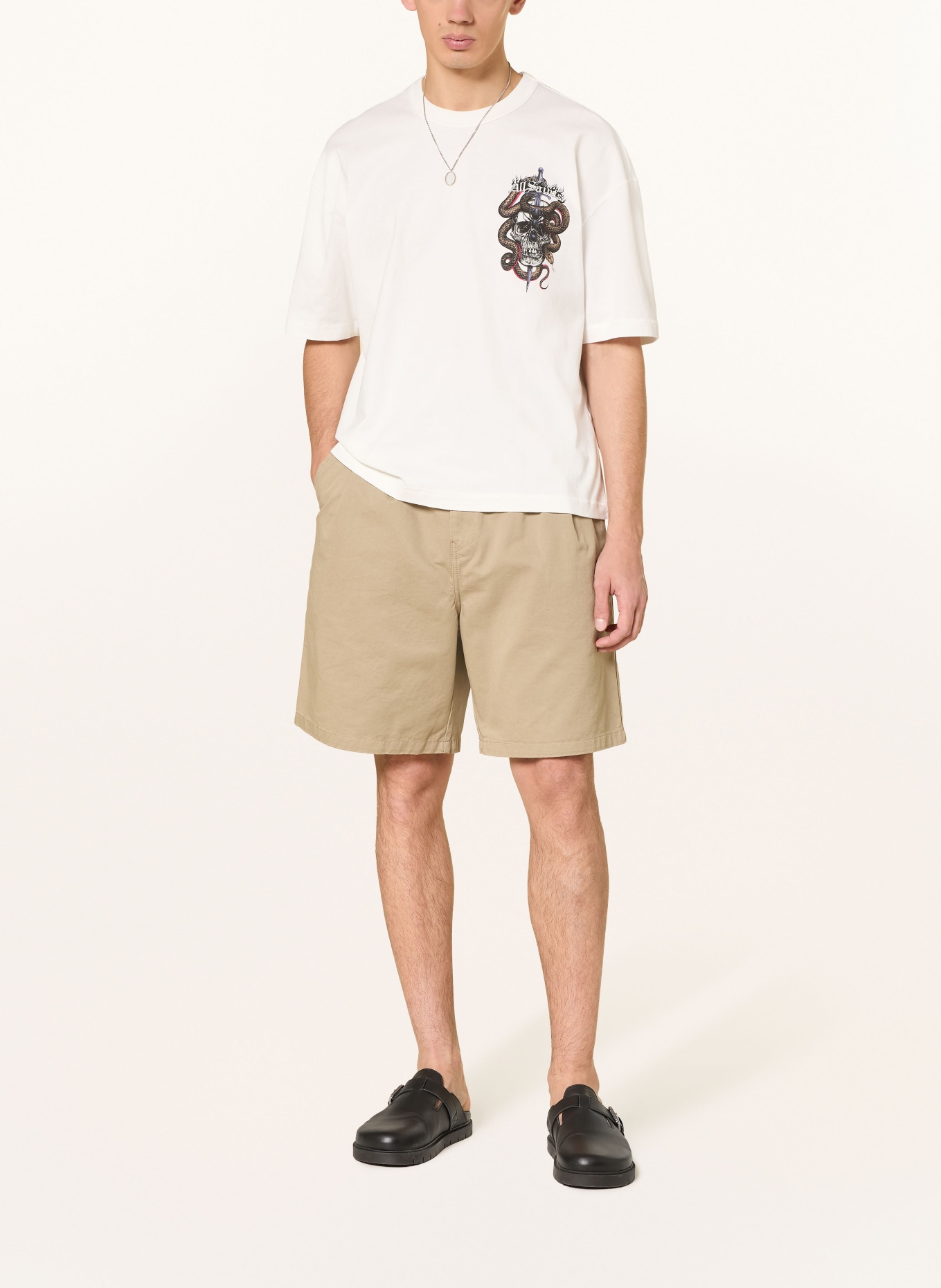 ALLSAINTS T-shirt ARAKNID: WIT / PAARS / ZWART