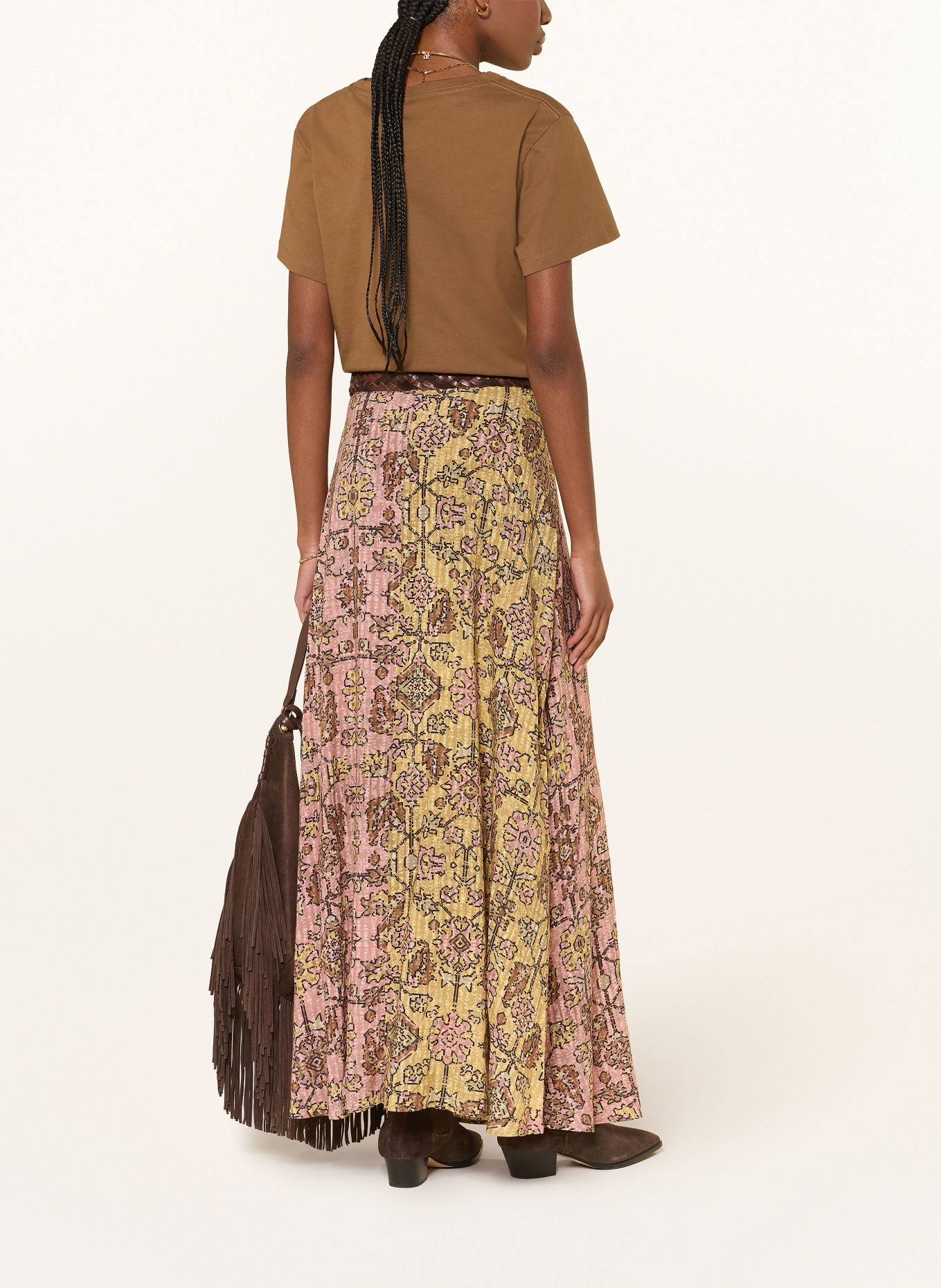 ba&sh Sukně PARIO: RŮŽOVÁ / HNĚDÁ / ŽLUTÁ