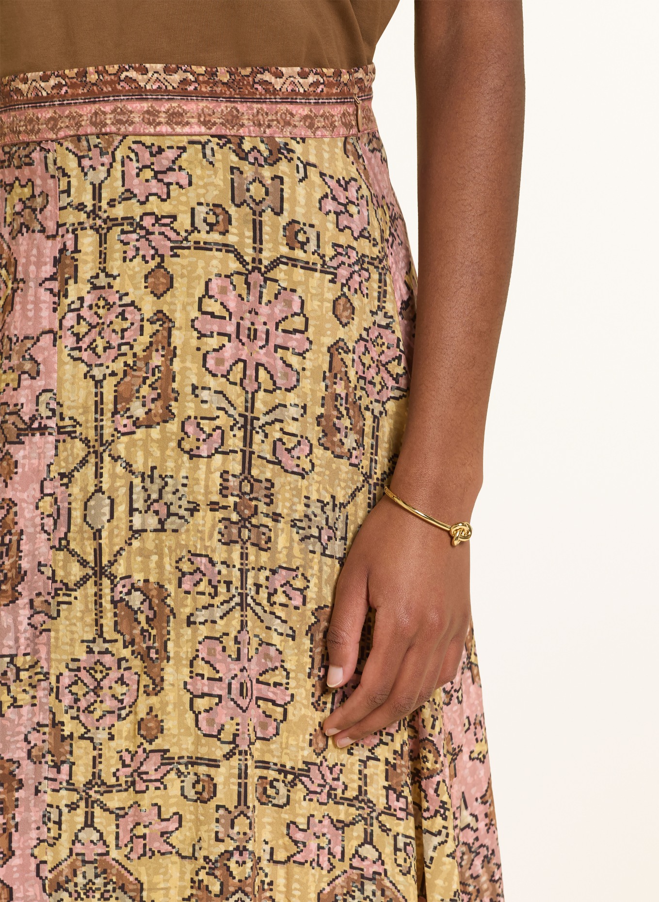 ba&sh Sukně PARIO: RŮŽOVÁ / HNĚDÁ / ŽLUTÁ