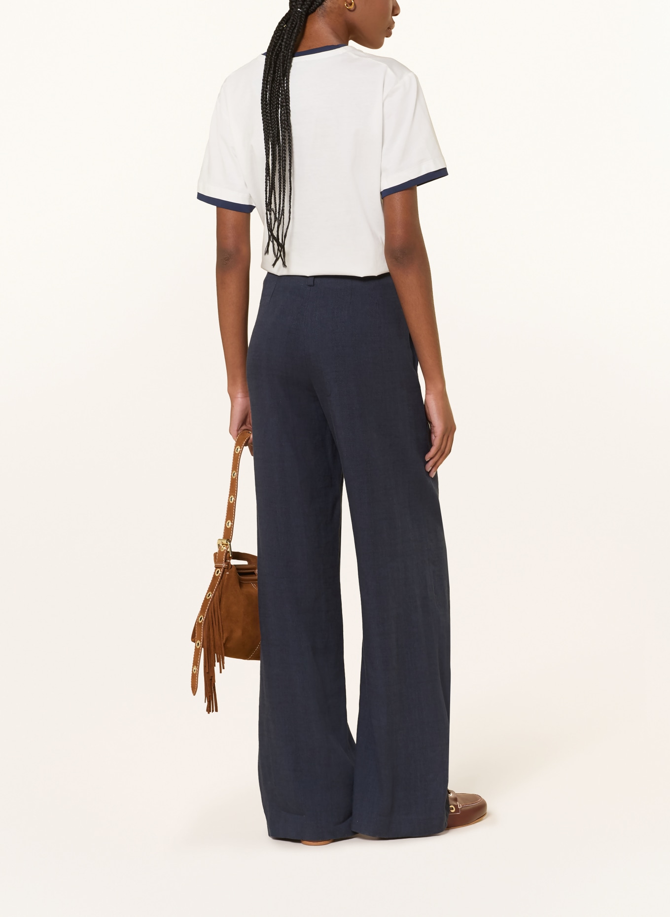 maje Spodnie z lnu: GRANATOWY